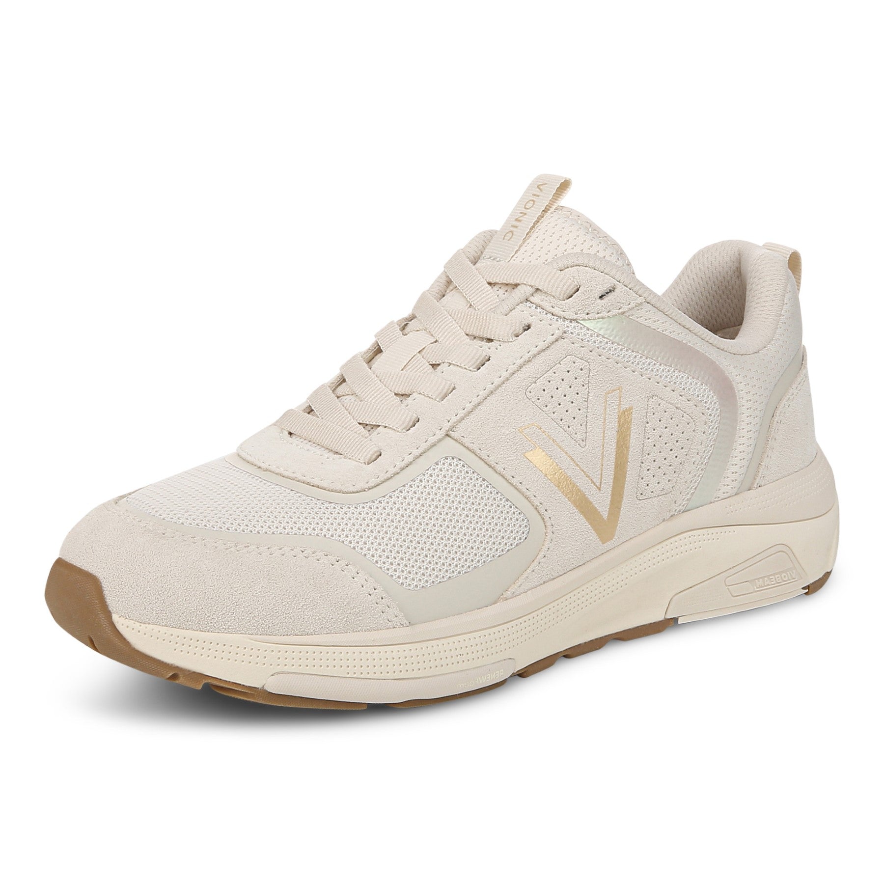 Vionic Walk Strider Women's Performance Walking Shoes - Cream/gold - Left angle