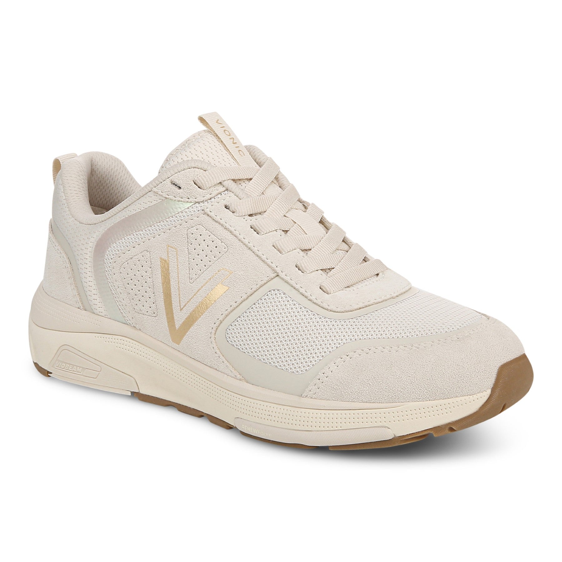 Vionic Walk Strider Women's Performance Walking Shoes - Cream/gold - Angle main