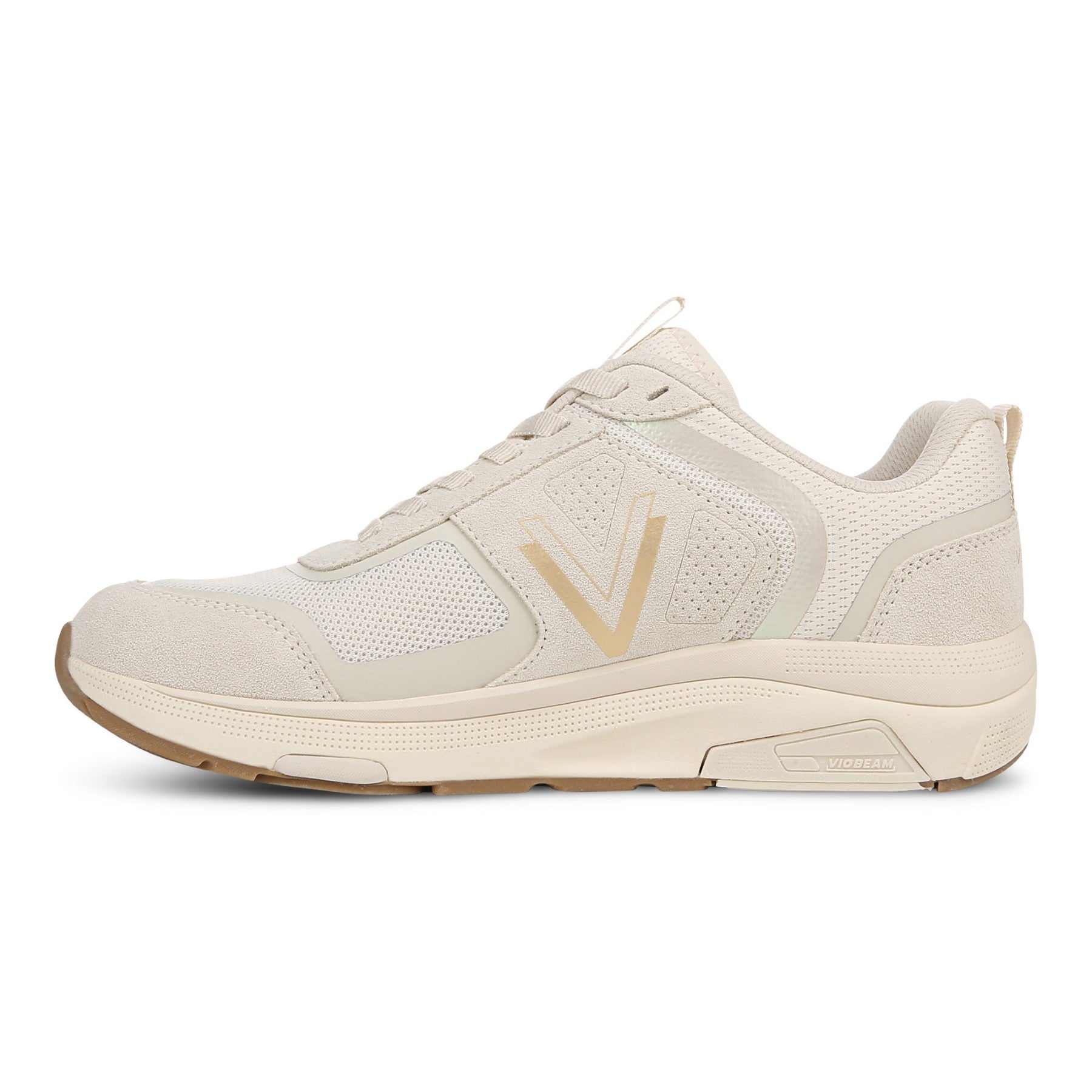 Vionic Walk Strider Women's Performance Walking Shoes - Cream/gold - Left Side