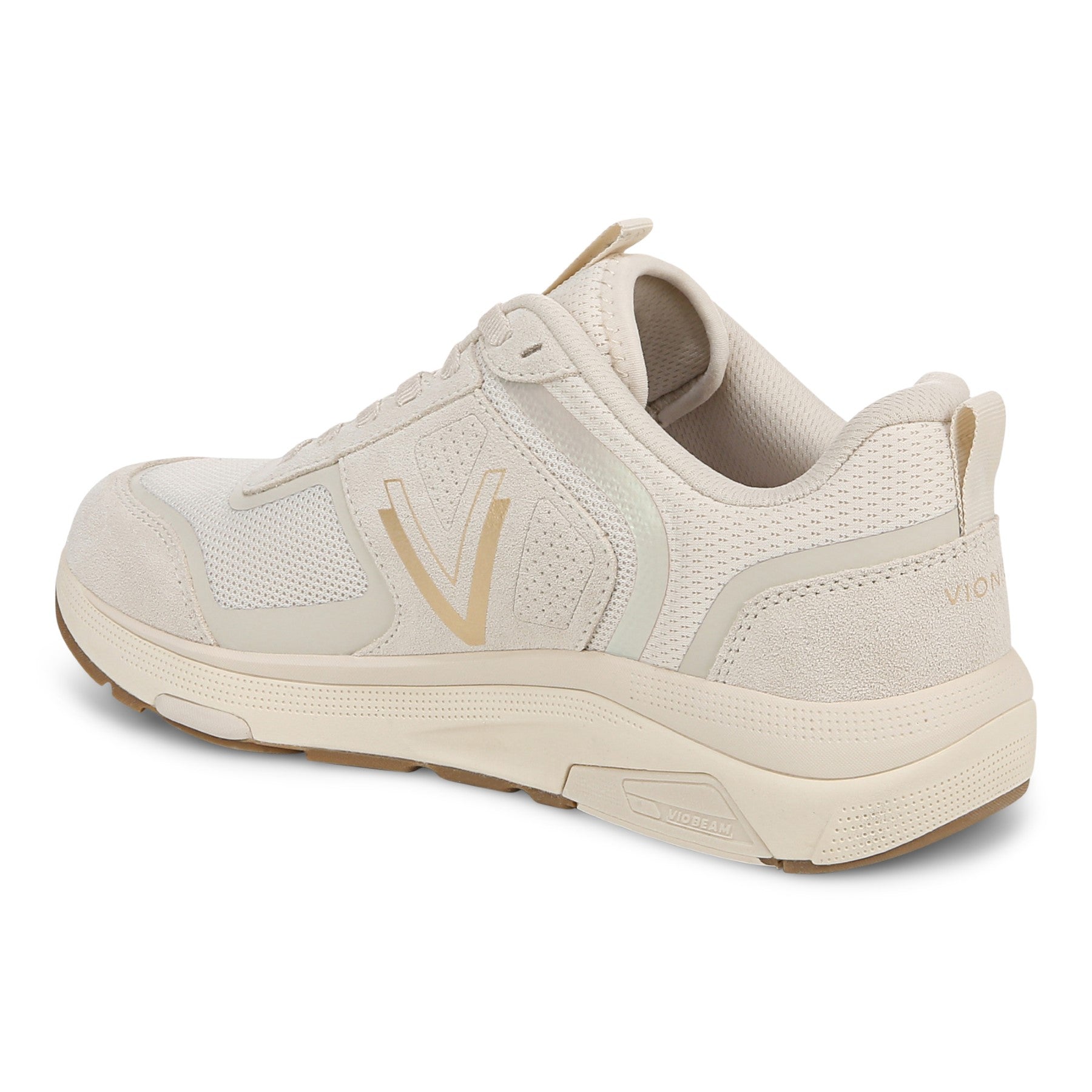 Vionic Walk Strider Women's Performance Walking Shoes - Cream/gold - Back angle