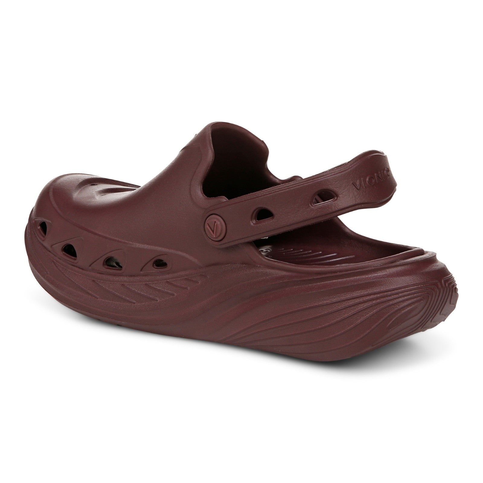 Vionic Wave RX Unisex Slip-on Supportive Cushioned Comfort Clog - Port Wine - Back angle