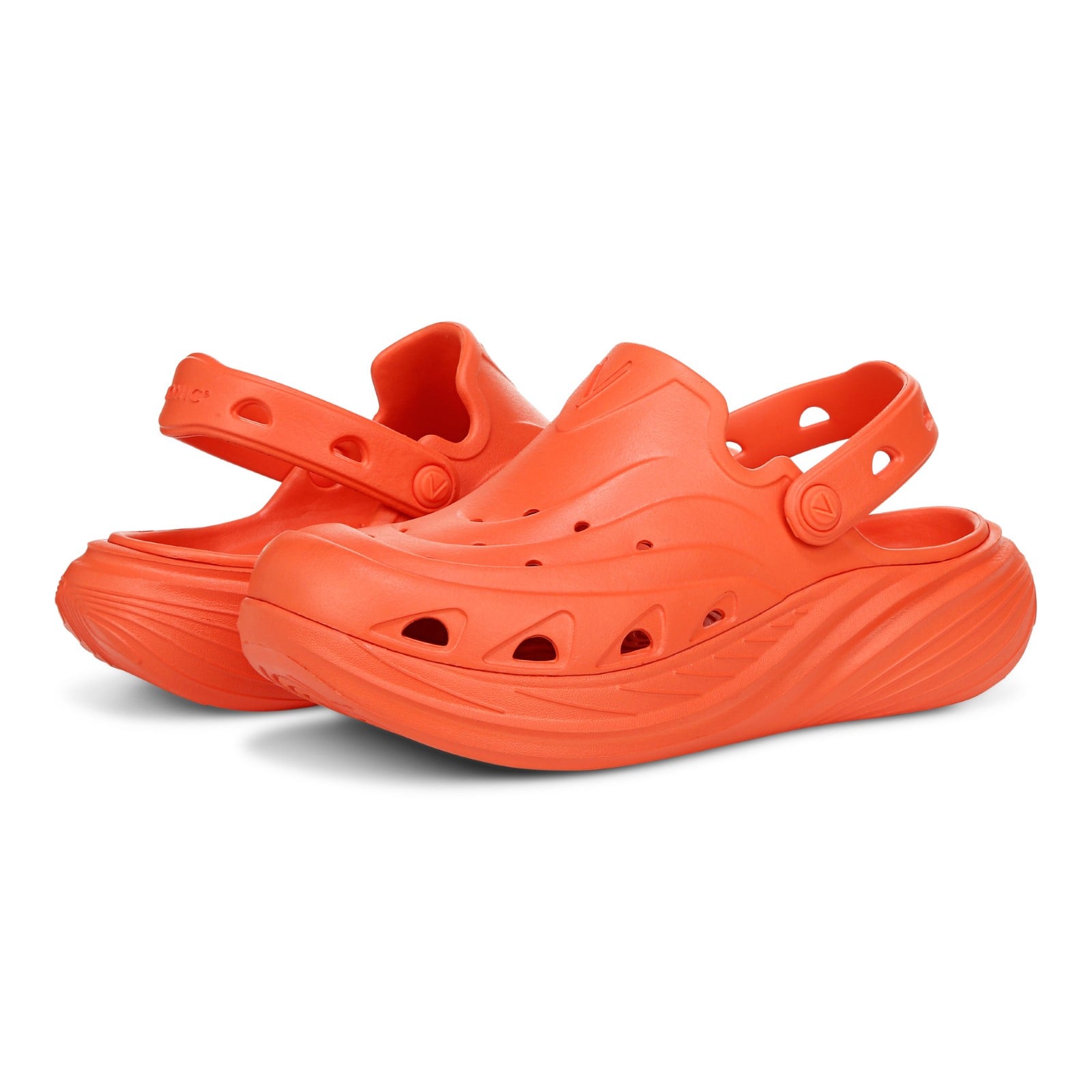 Vionic Wave RX Unisex Slip-on Supportive Cushioned Comfort Clog - Tangerine Tango - pair left angle