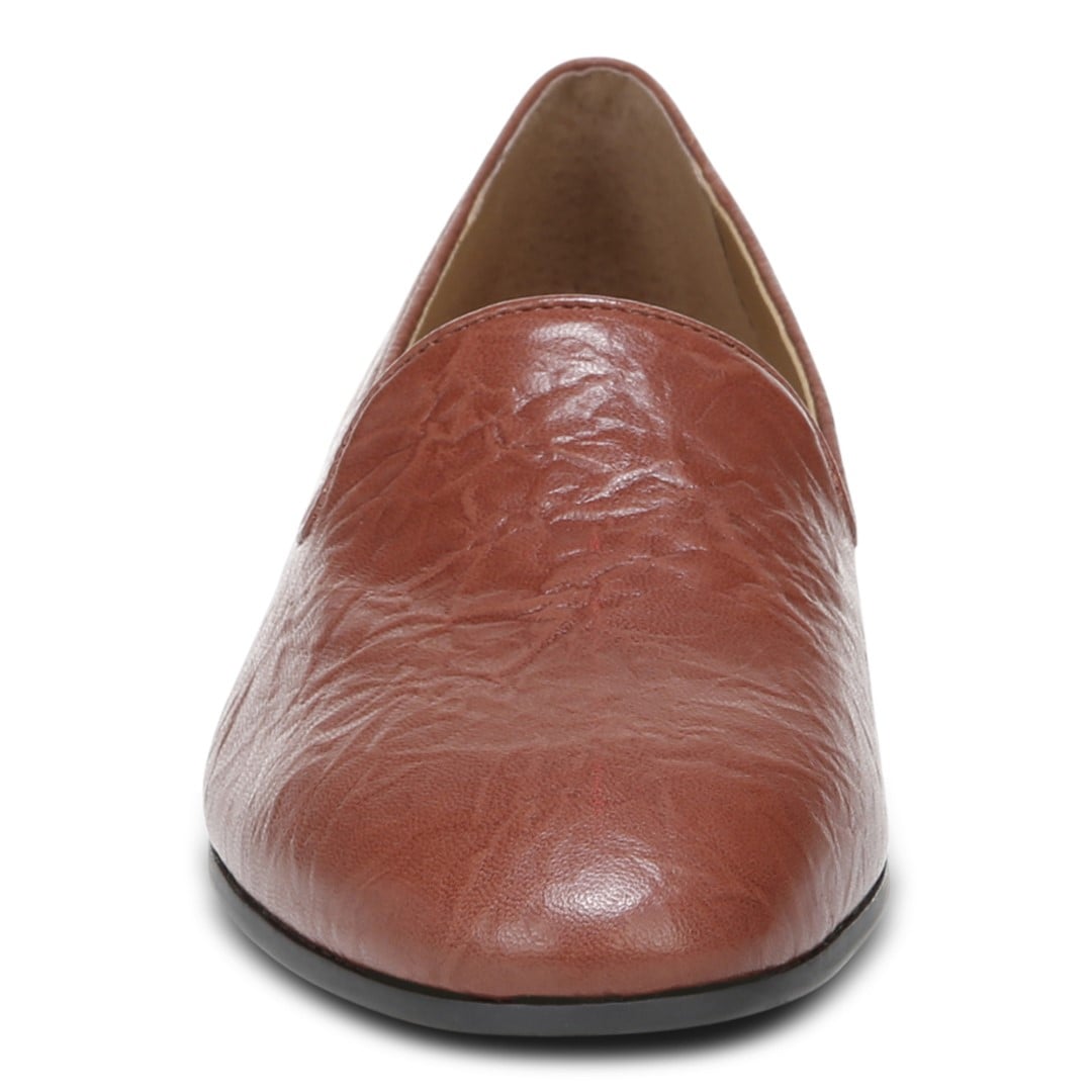 Vionic Willa Womens Sleek Leather Casual Slip On Moc - Brown Crinkle Nappa - Front