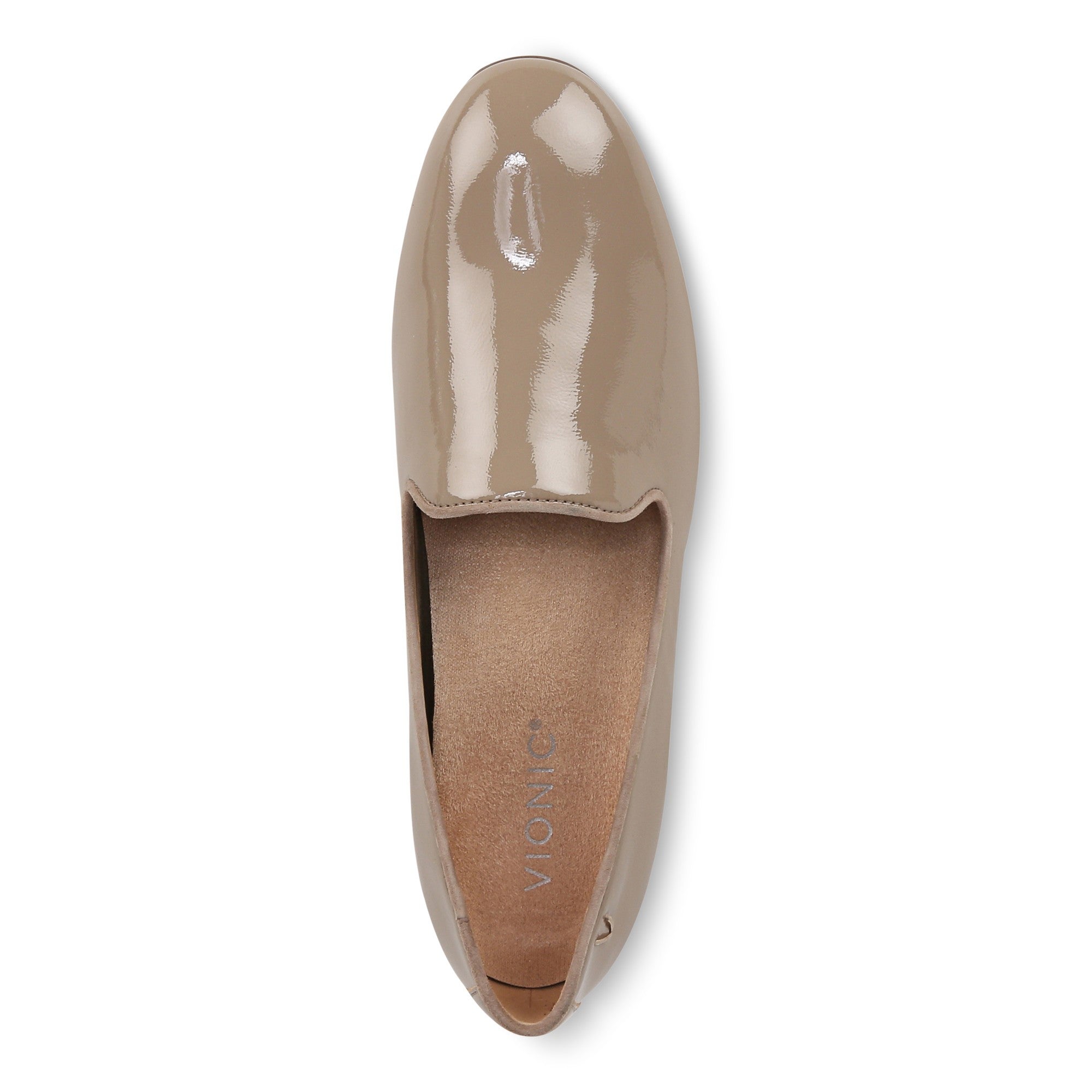 Vionic Willa Womens Sleek Leather Casual Slip On Moc - Taupe Crinkle Patent - Top