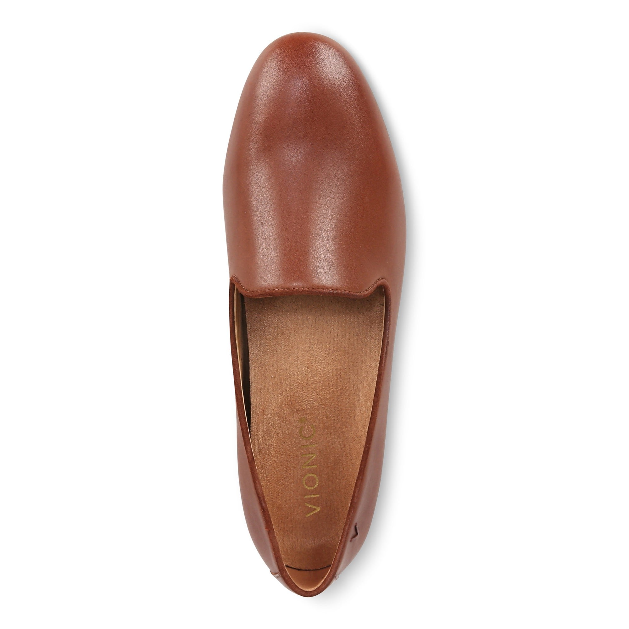 Vionic Willa Womens Sleek Leather Casual Slip On Moc - Brown Nappa Leather - Top
