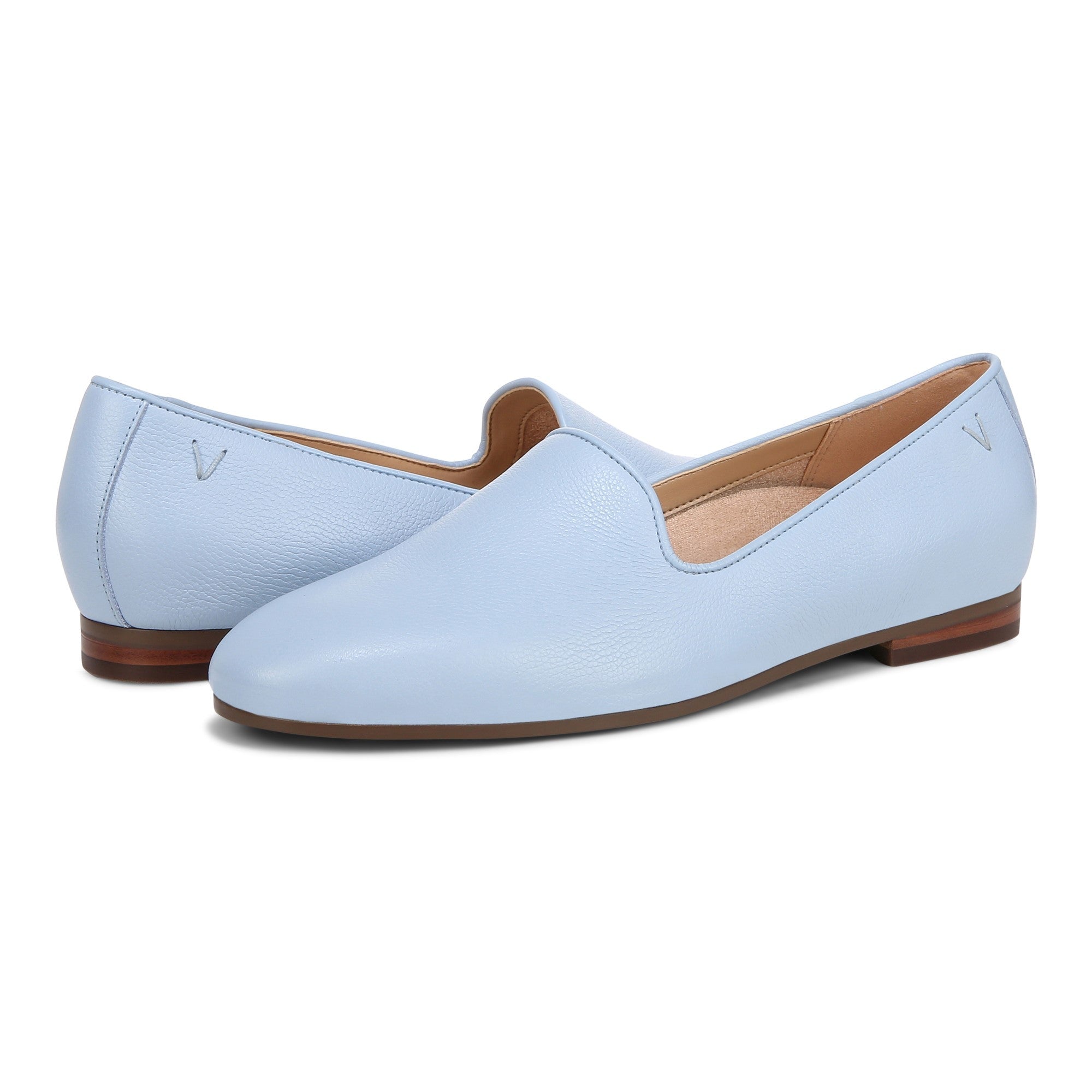 Vionic Willa II Women's Comfort Slip-on Flat - Skyway Blue - pair left angle