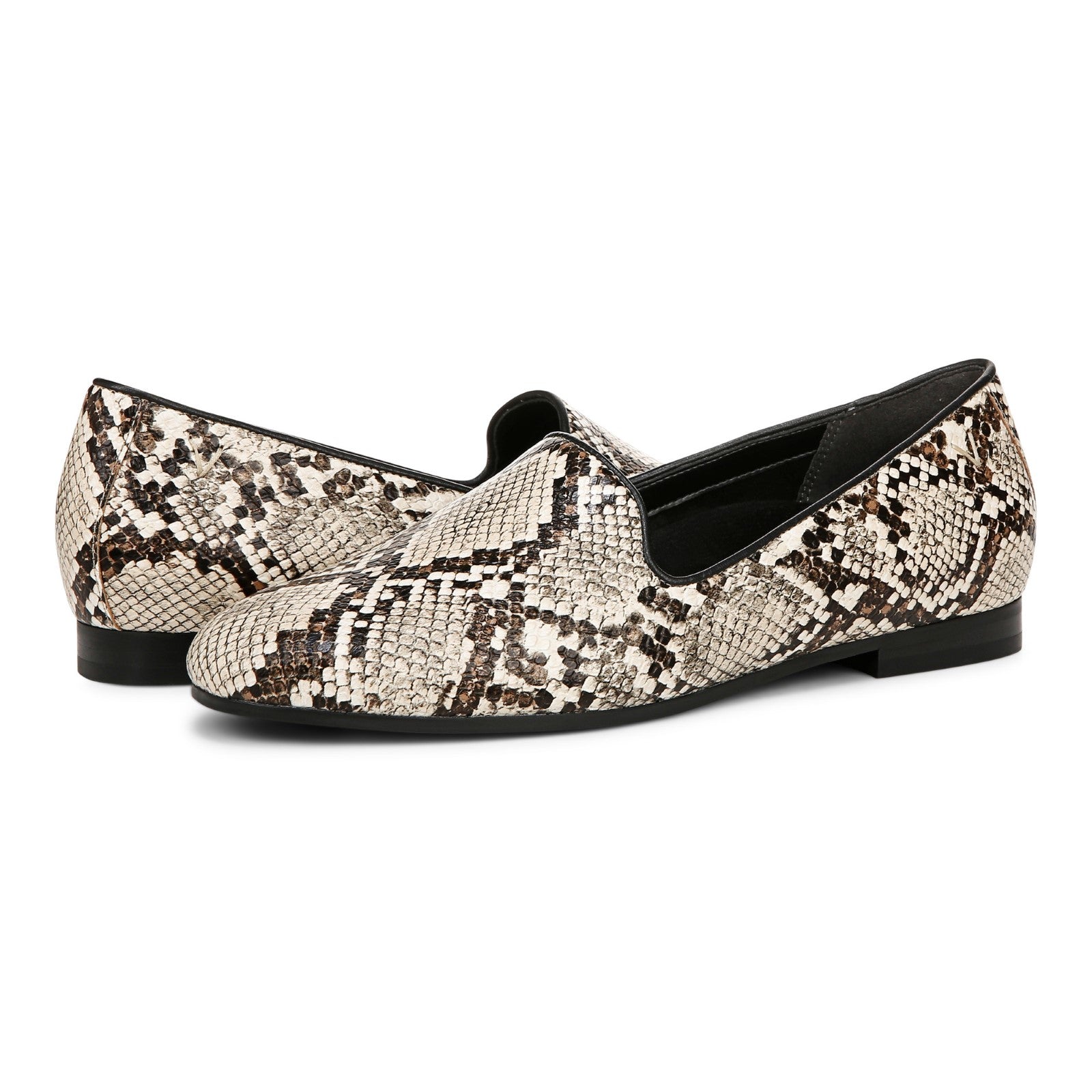 Vionic Willa II Women's Comfort Slip-on Flat - Ivory Multi - pair left angle