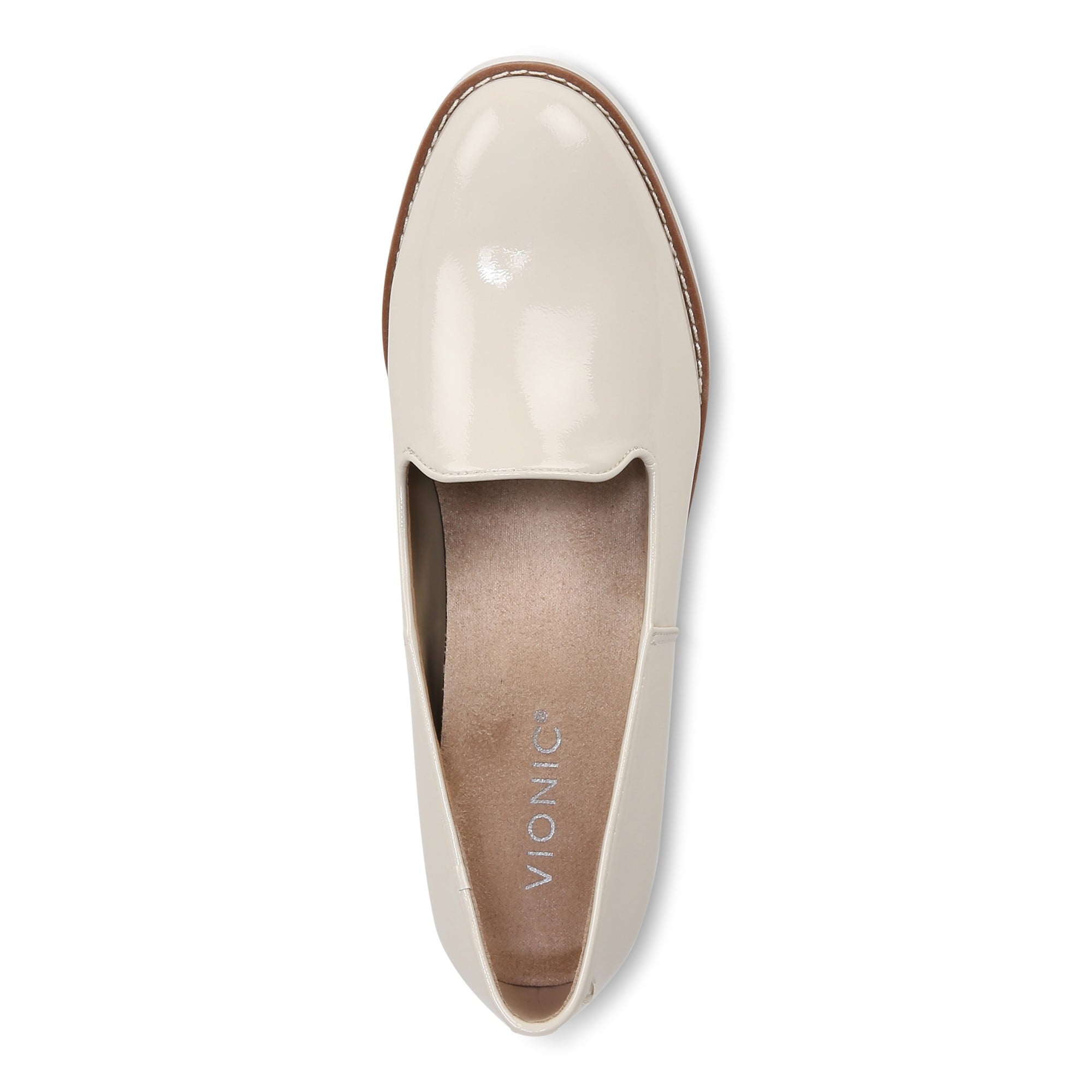 Vionic Willa Wedge Women's Slip-On Loafer Moc Wedge Shoes - Cream - Top