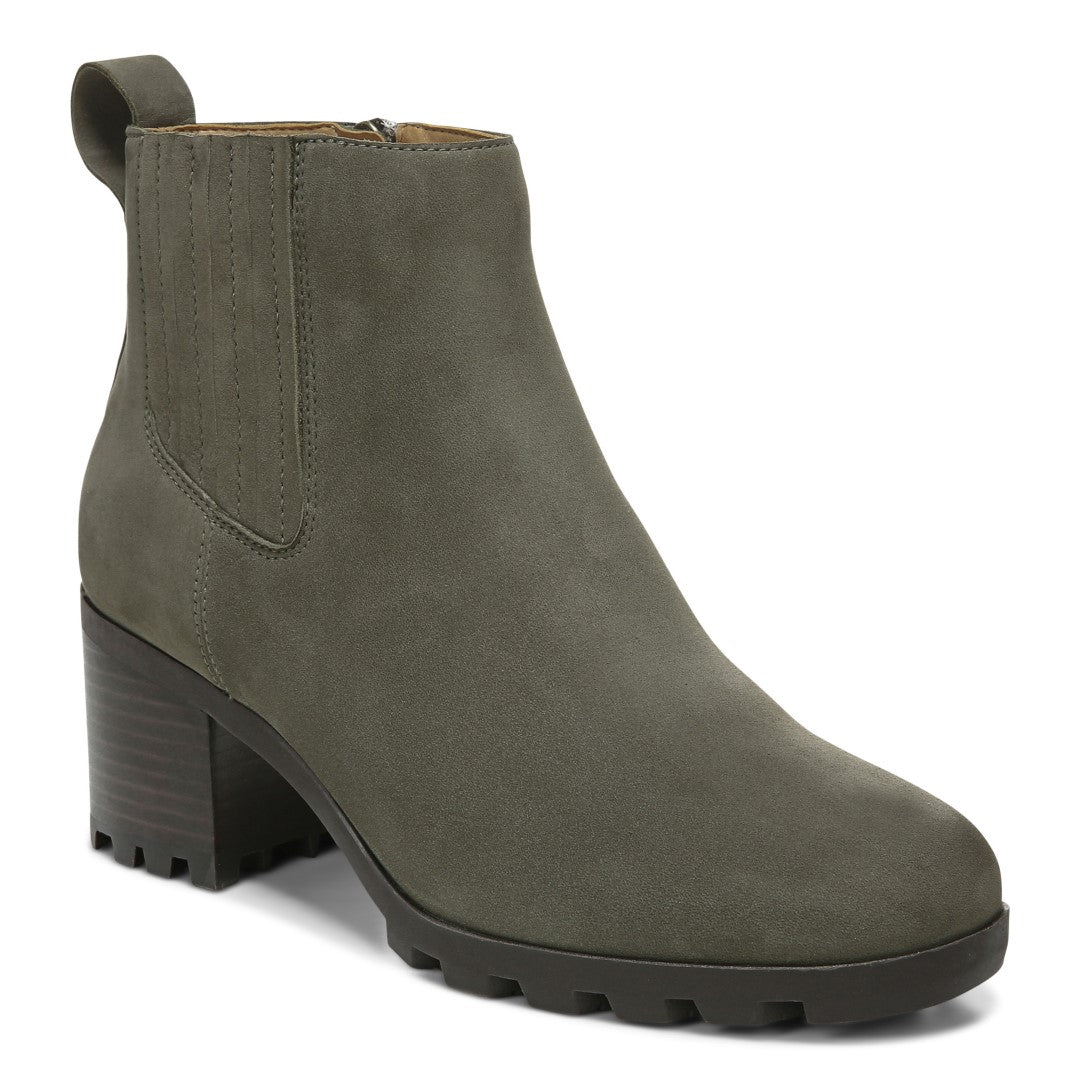 Vionic Wilma Women's Heeled Ankle Boot in Olive Wp Nubuck