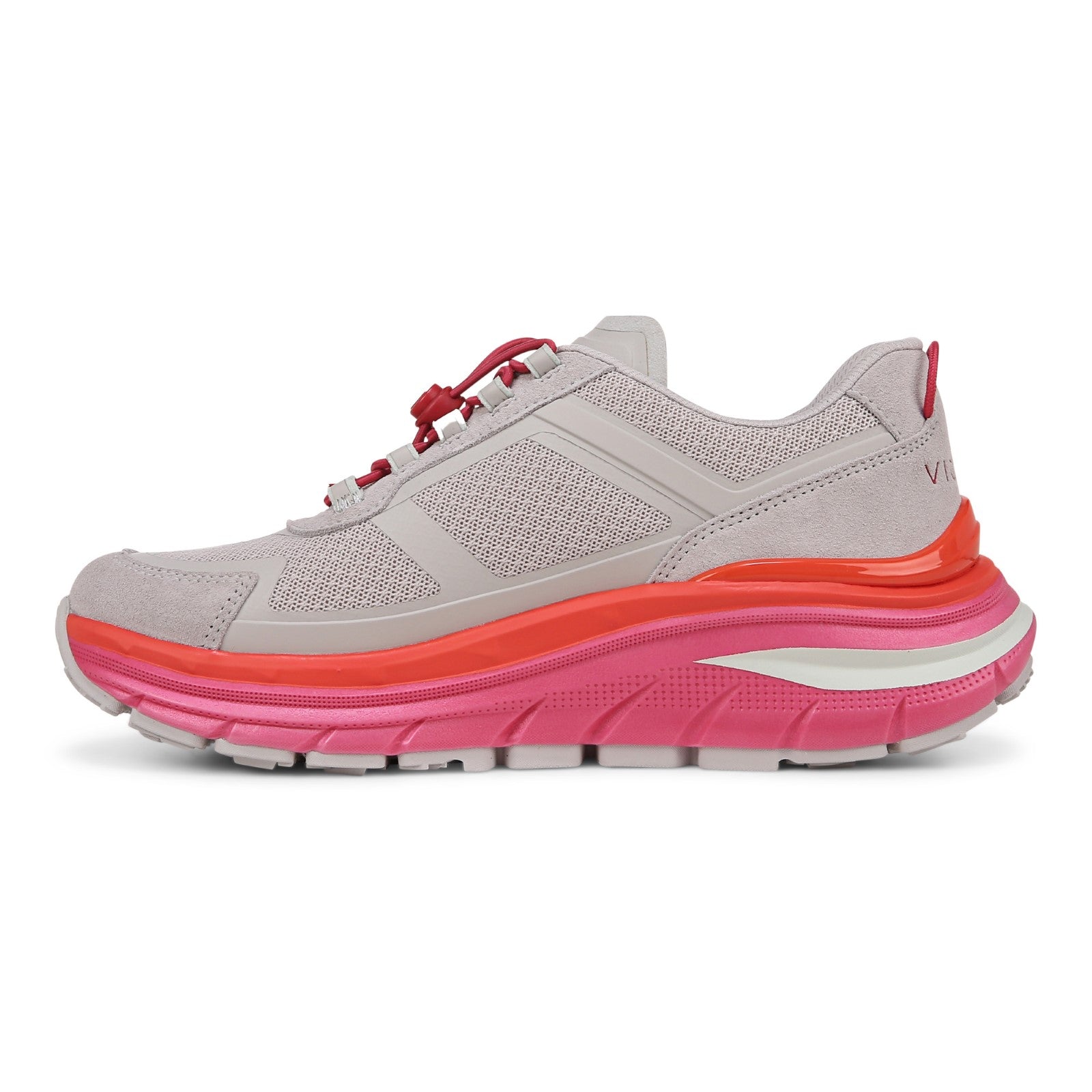 Vionic Walk Max Sie womens Oxford/Lace Up Sneaker - Soft Oyster/Viva Mag - Left Side