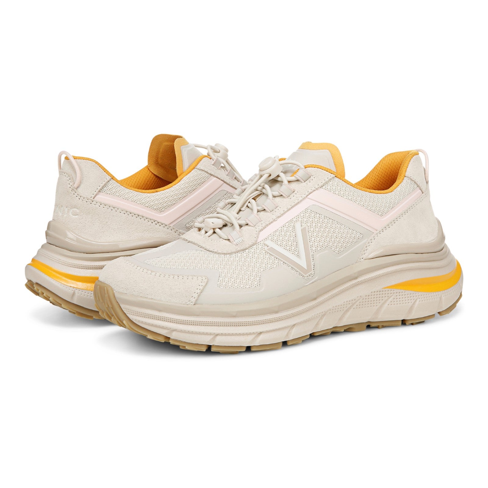 Vionic Walk Max Sie womens Oxford/Lace Up Sneaker - Cream - pair left angle