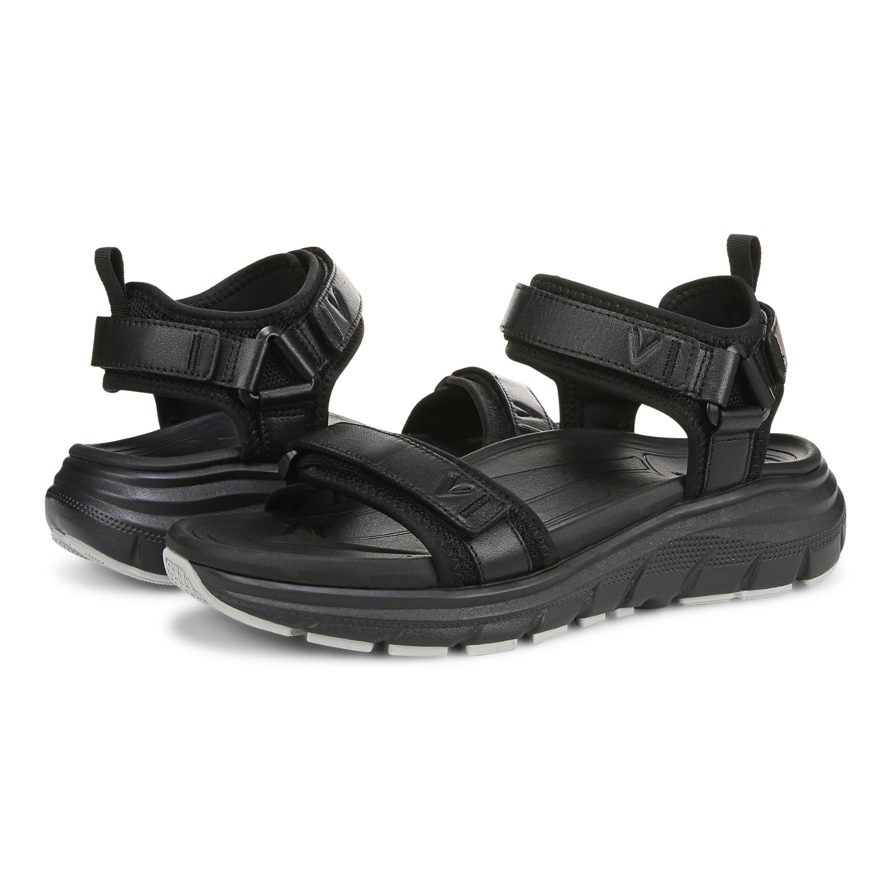Vionic Walk Max Wanderer womens Quarter/Ankle/T-Strap Sandal - Black - pair left angle