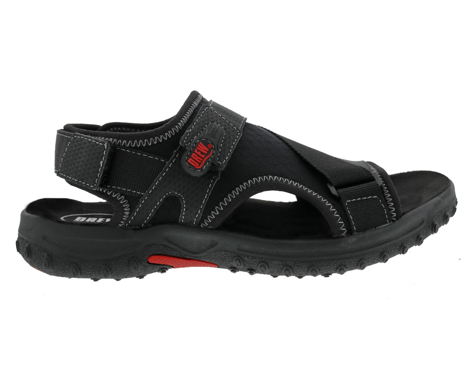 Drew Wander Men's Sandal - Black Leather Combo - Outside View