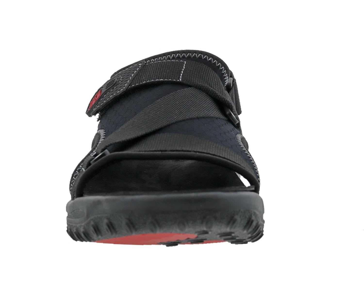 Drew Wander Men's Sandal - Black Leather Combo - Front View