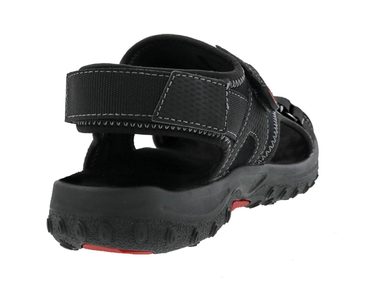 Drew Wander Men's Sandal - Black Leather Combo - Back View