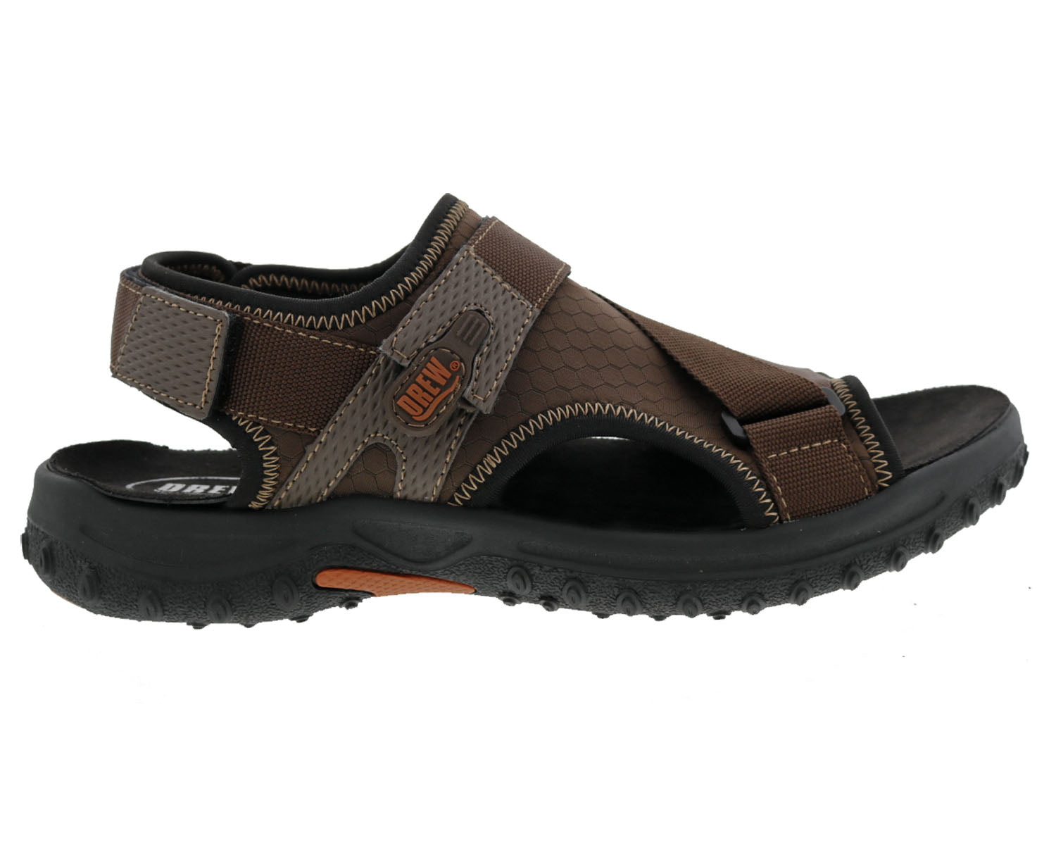 Drew Wander Men's Sandal - Brown Leather Combo - Outside View