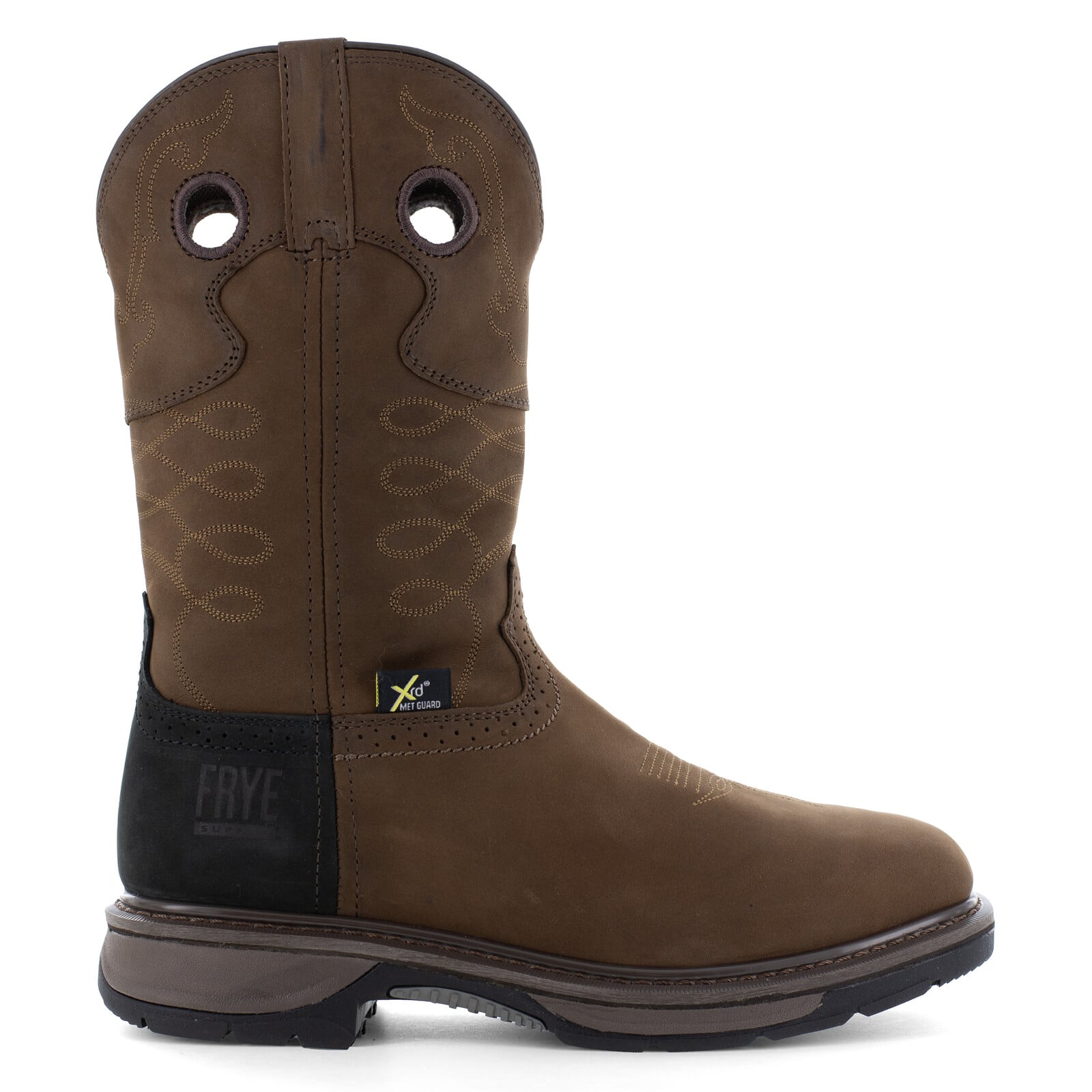 Frye Supply Men's FR40101 Brown and Black The Safety-Crafted Western Boot Steel Toe Wellington - Brown and Black - view 01