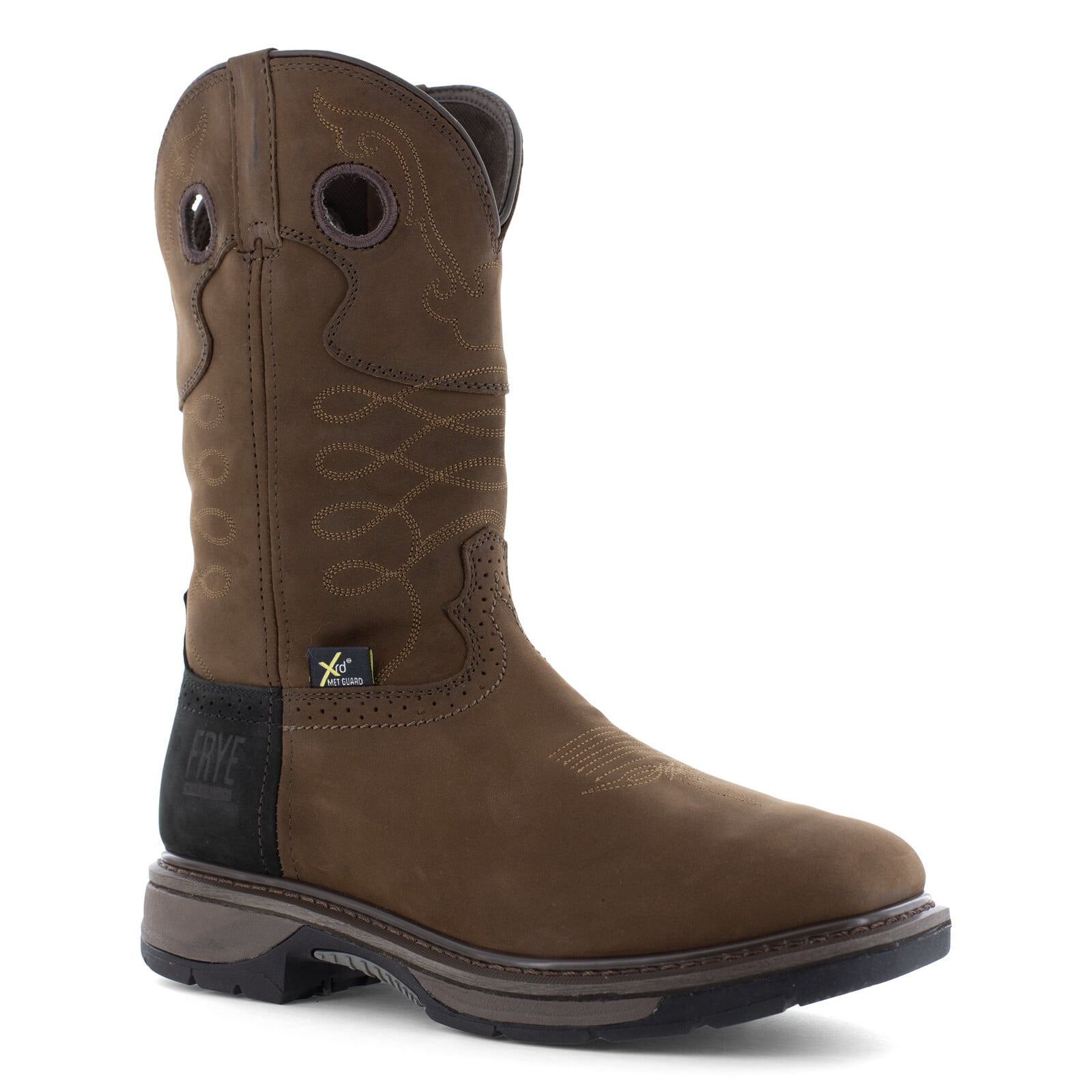 Frye Supply Men's FR40101 Brown and Black The Safety-Crafted Western Boot Steel Toe Wellington - Brown and Black - view 02