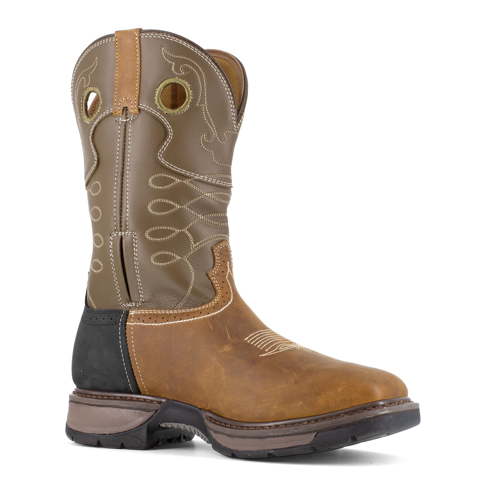 Frye Supply Men's FR40104 Aged Bark, Brown, and Black The Safety-Crafted Western Boot Steel Toe Wellington - Aged Bark, Brown, and Black - view 07