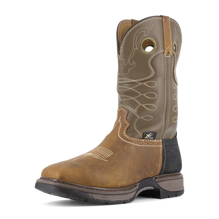 Frye Supply Men's FR40104 Aged Bark, Brown, and Black The Safety-Crafted Western Boot Steel Toe Wellington - Aged Bark, Brown, and Black - view 08