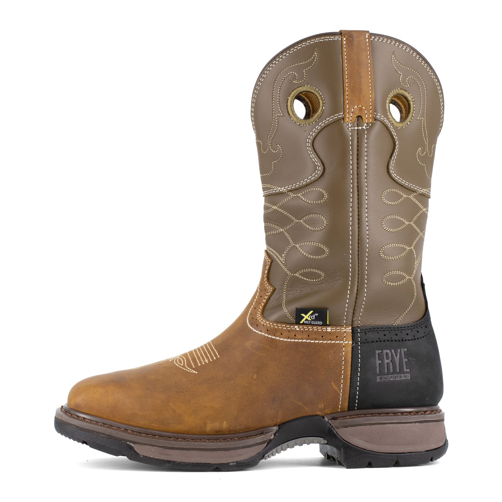 Frye Supply Men's FR40104 Aged Bark, Brown, and Black The Safety-Crafted Western Boot Steel Toe Wellington - Aged Bark, Brown, and Black - view 09
