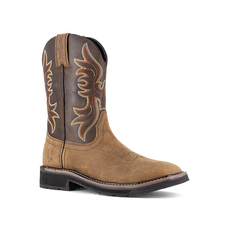 Iron Age Men's IA5040 Brown and Dark Brown Outlaw Steel Toe Wellington - Brown and Dark Brown - view 02