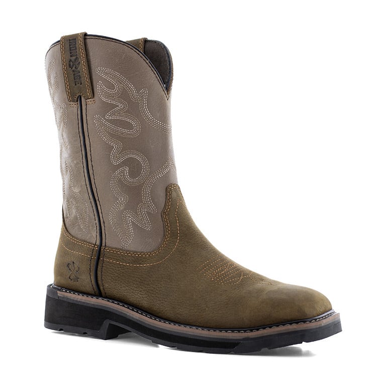 Iron Age Men's IA5041 Brown and Taupe Outlaw Steel Toe Wellington - Brown and Taupe - view 02