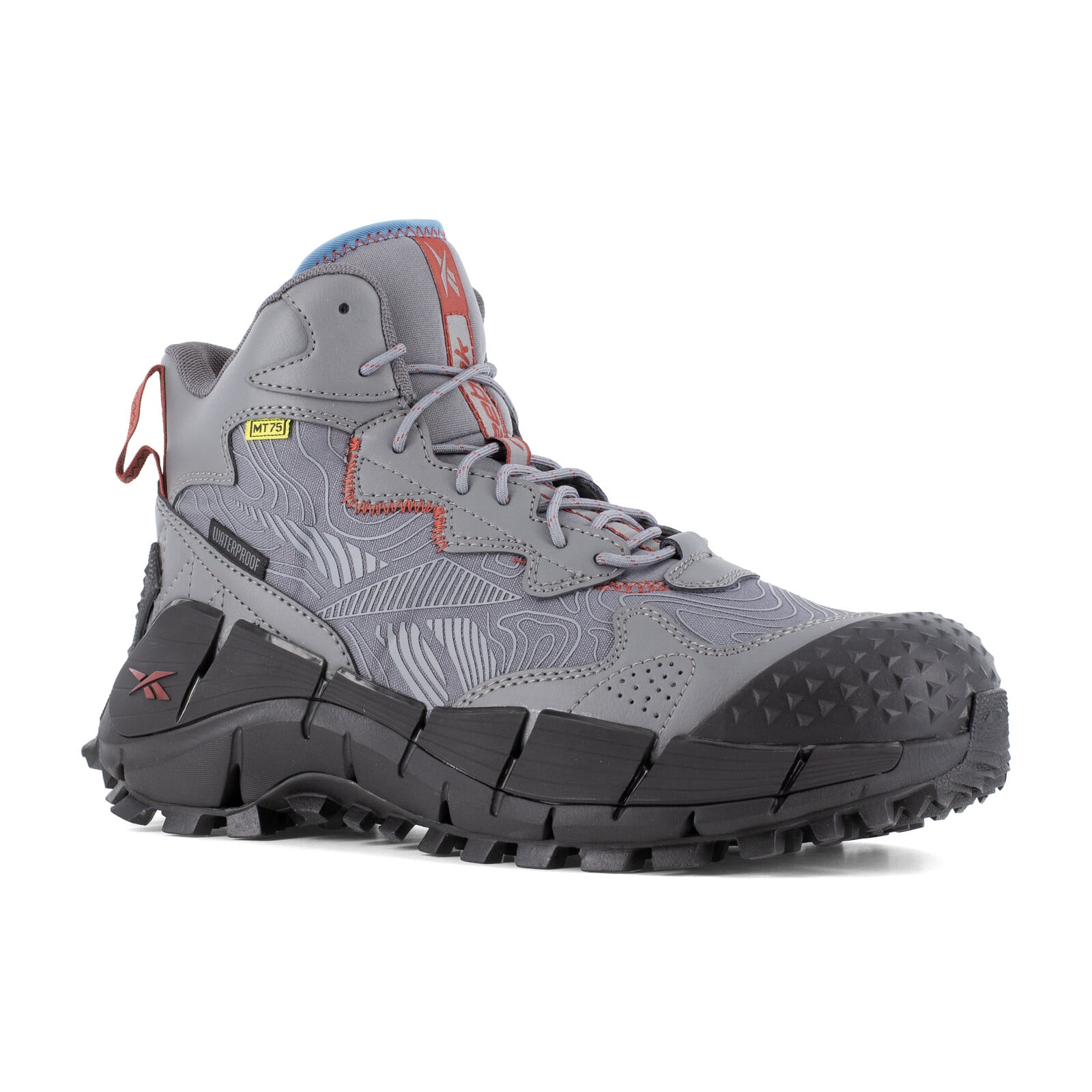 Reebok Men's RB3021 Gray, Black, and Red Zig Kinetica Edge II Work Composite Toe 6" Boot - Gray, Black, and Red - view 02