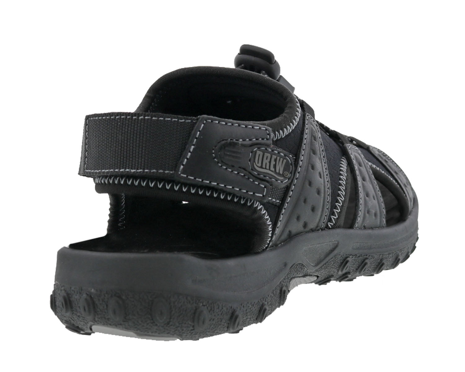 Drew Waves Men's Sandal - Black Leather Combo - Back View
