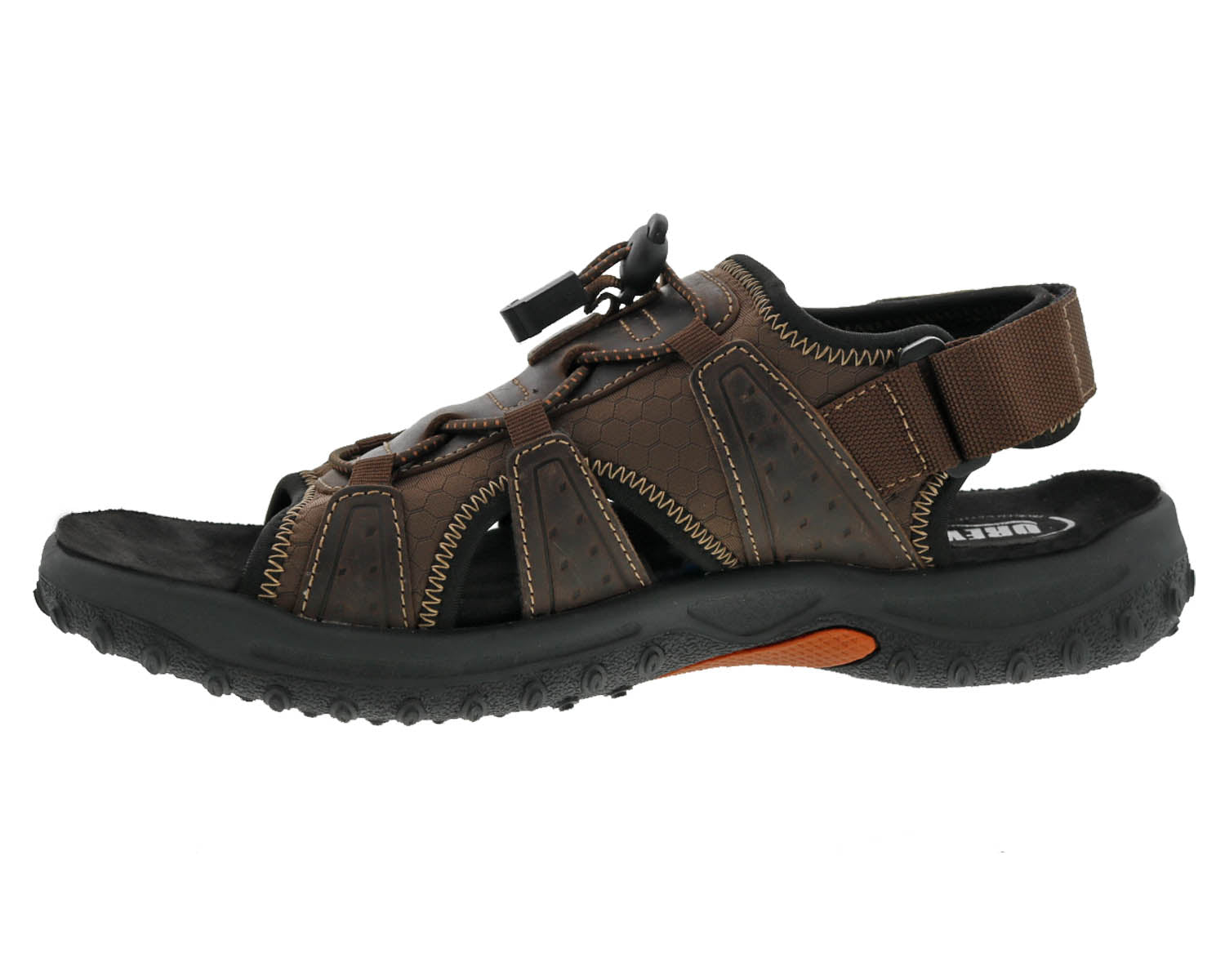 Drew Waves Men's Sandal - Brown Leather Combo - Inside View