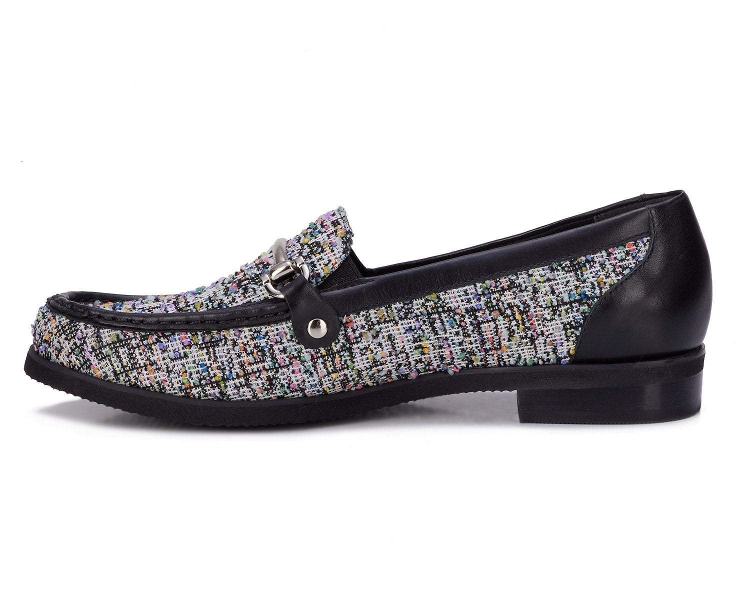 Ros Hommerson Wren Women's Loafer - Multi Boucle/Black Pat - Inside View