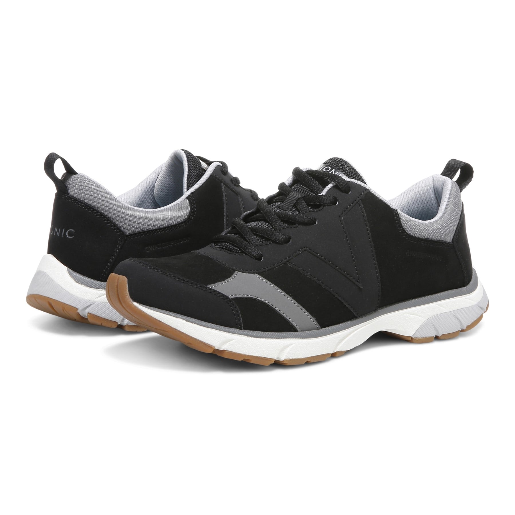 Vionic Zanny Womens Oxford/Lace Up Walking - Black/Charcoal - pair left angle