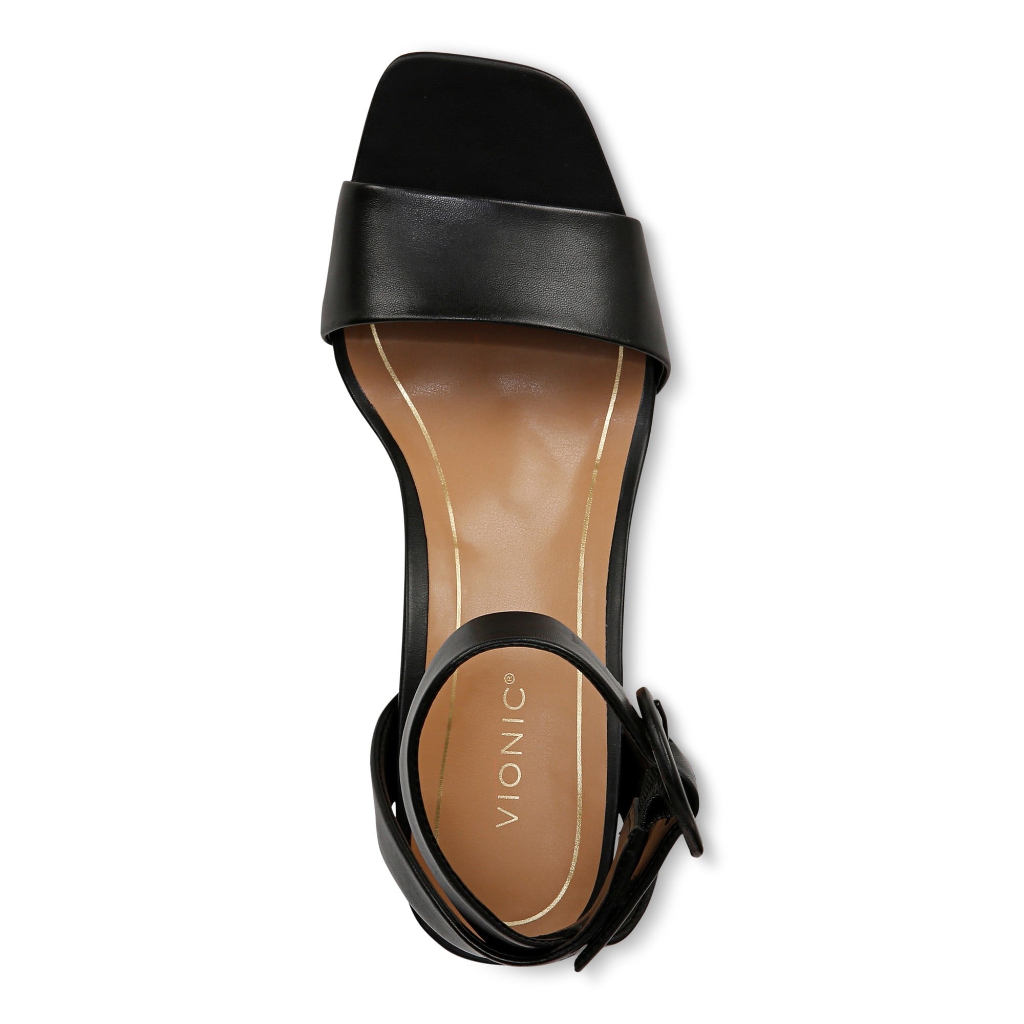 Vionic Zinfandel Women's Heeled Comfort Sandal - Black Leather - Top