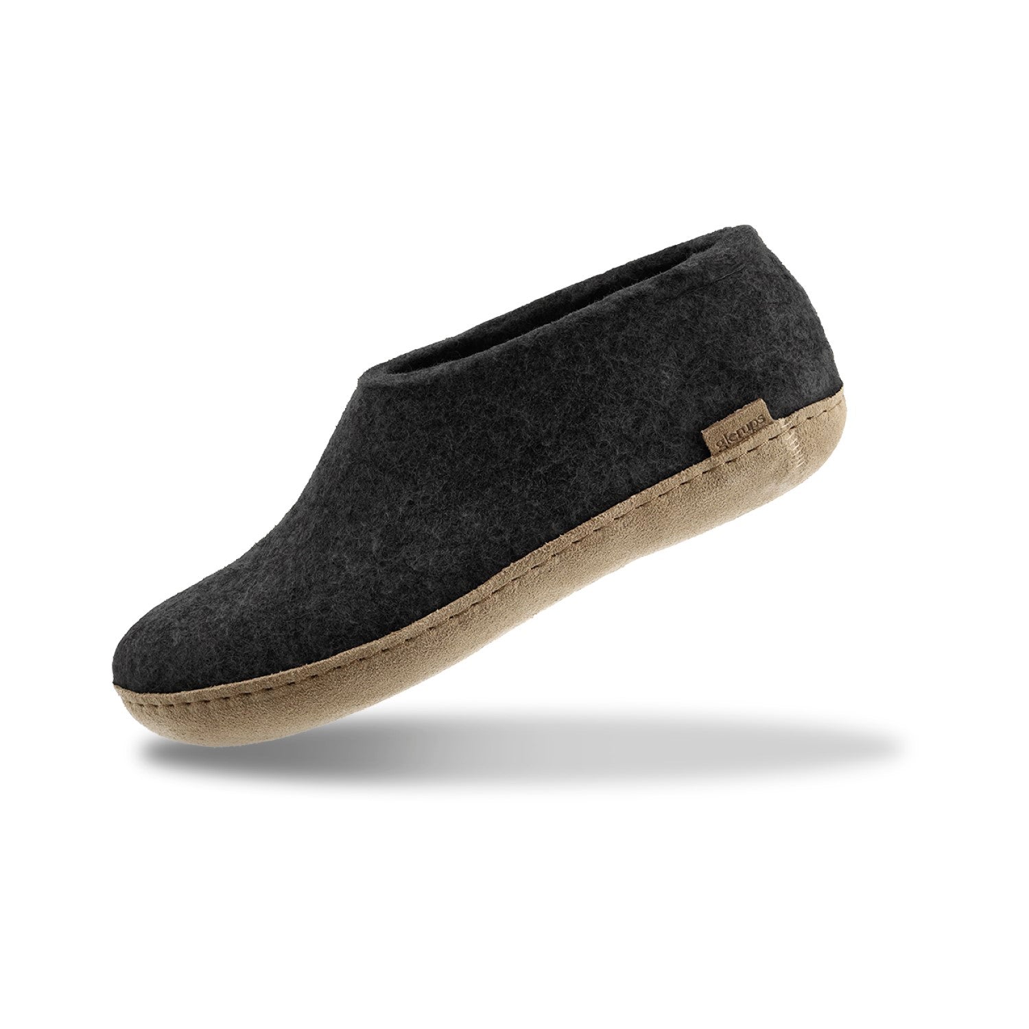 Glerups Wool Closed Heel Unisex Slipper Shoe - Leather Sole - Model A -  A Charcoal 21