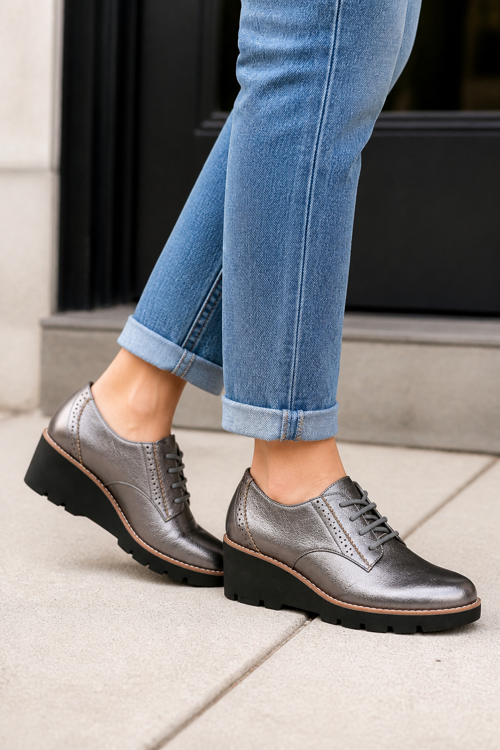 Vionic Anaheim Women's Comfort Wedge Oxford Derby Shoe - Lifestyle - generated