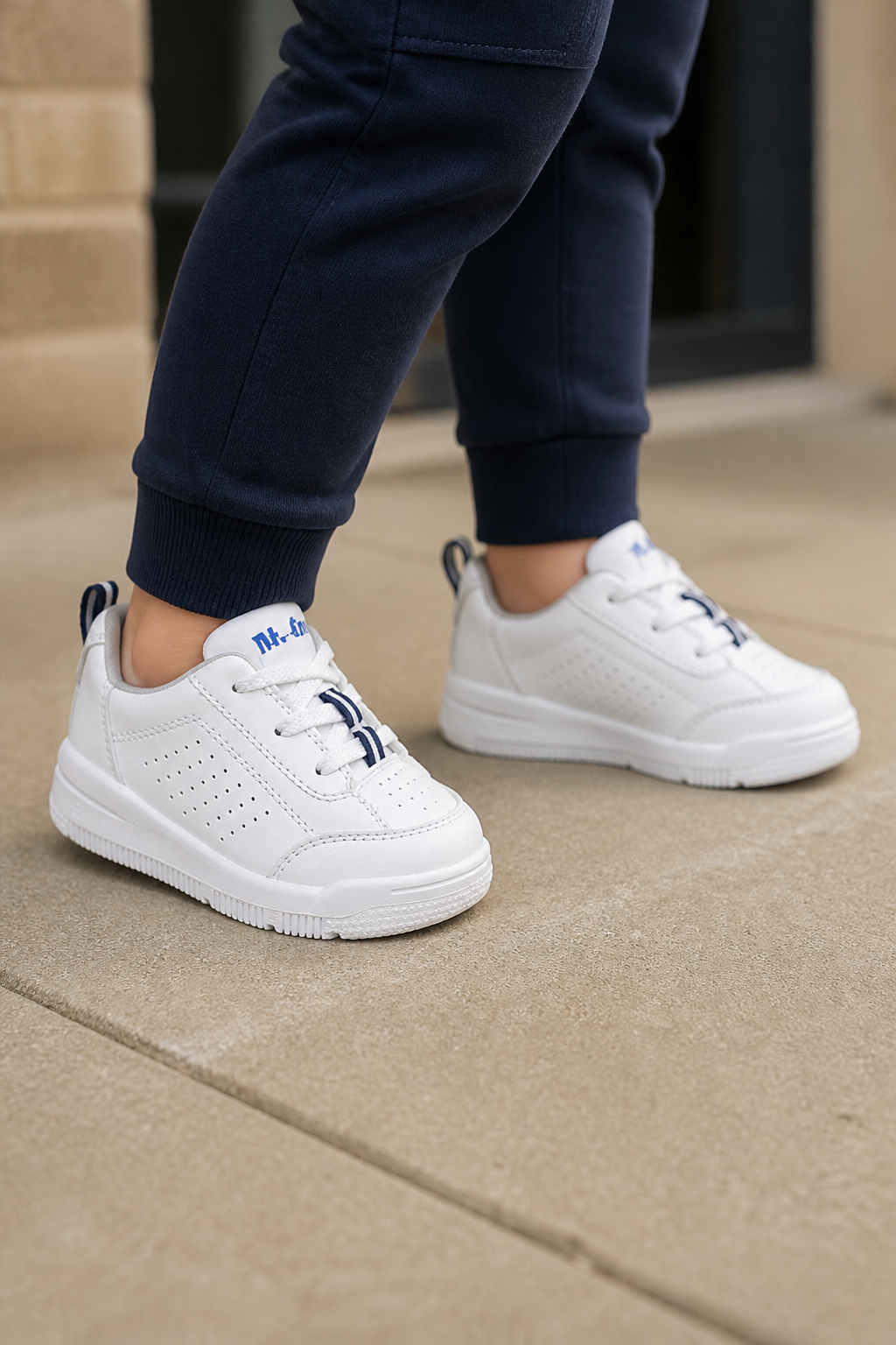 Mt. Emey 2317-L Navy - Toddler Orthopedic Shoes with Laces Navy Trim lifestyle photo