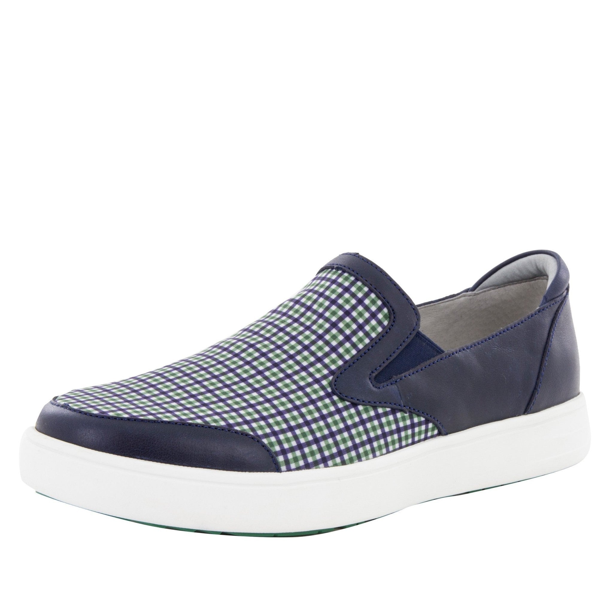Alegria Bender Comfort Arch Support Men's Slip-On Shoe - Alegria Bender Navy Plaid - 1