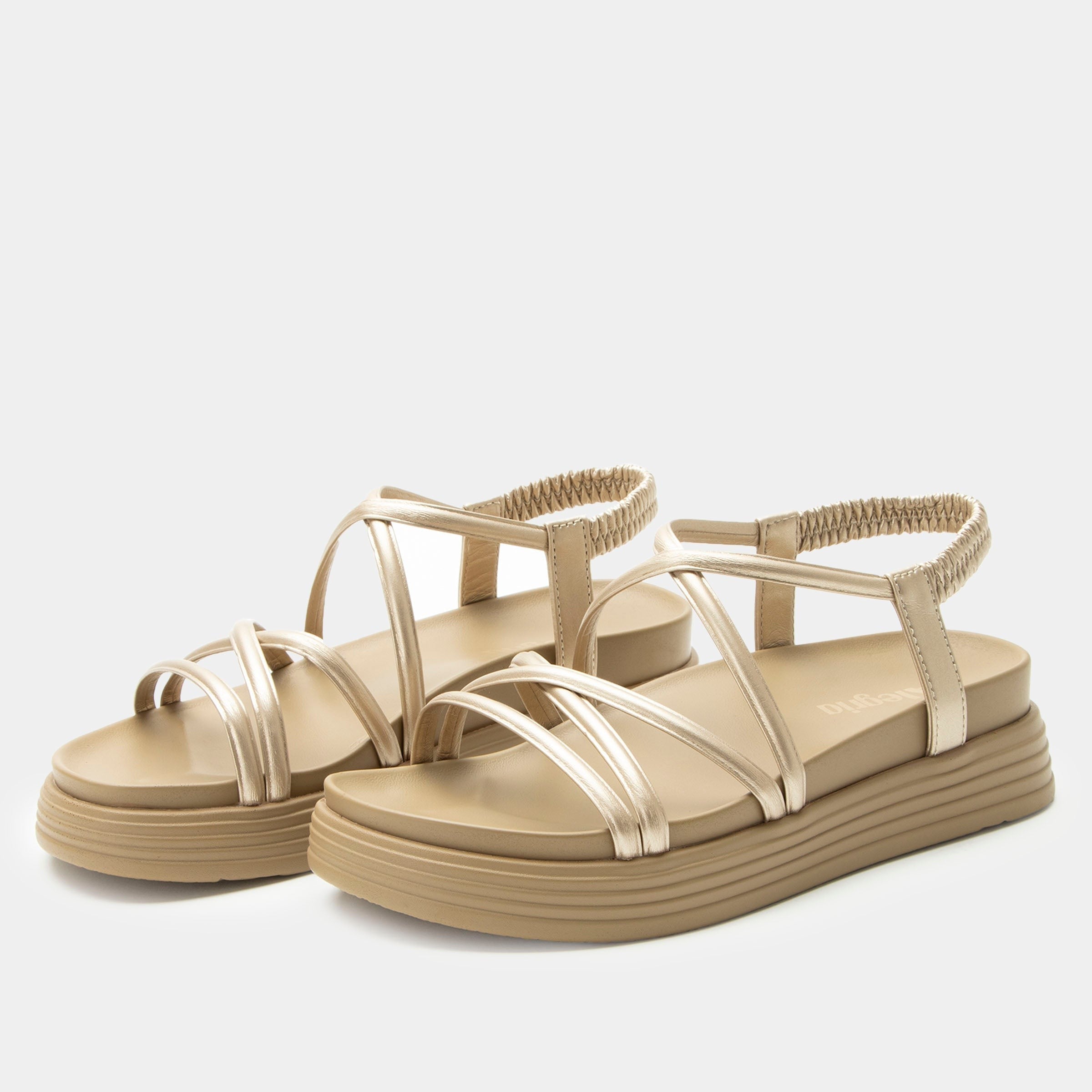 Alegria Audie Elevated Sport Comfort Arch Support Women's Sandal - Champagne - angle main