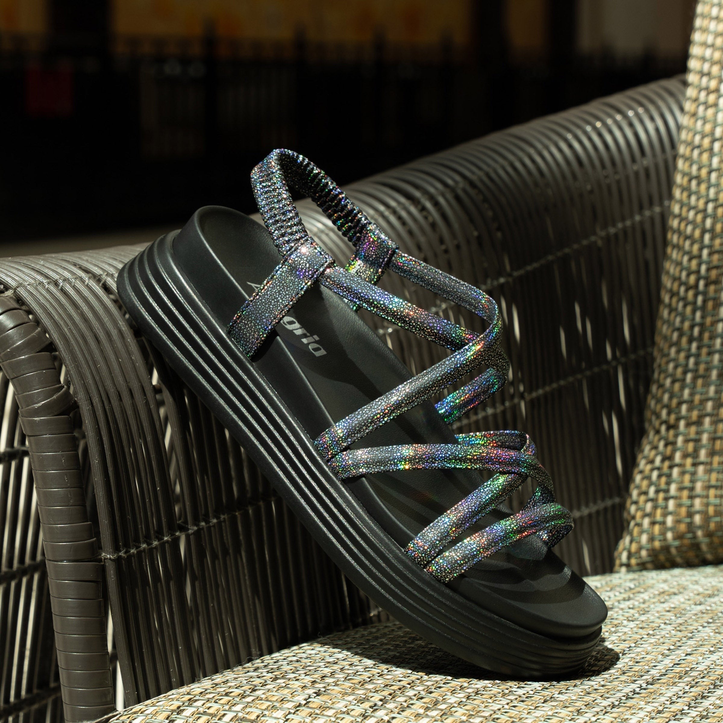 Alegria Audie Elevated Sport Comfort Arch Support Women's Sandal - Phosphorescence Black - pair view