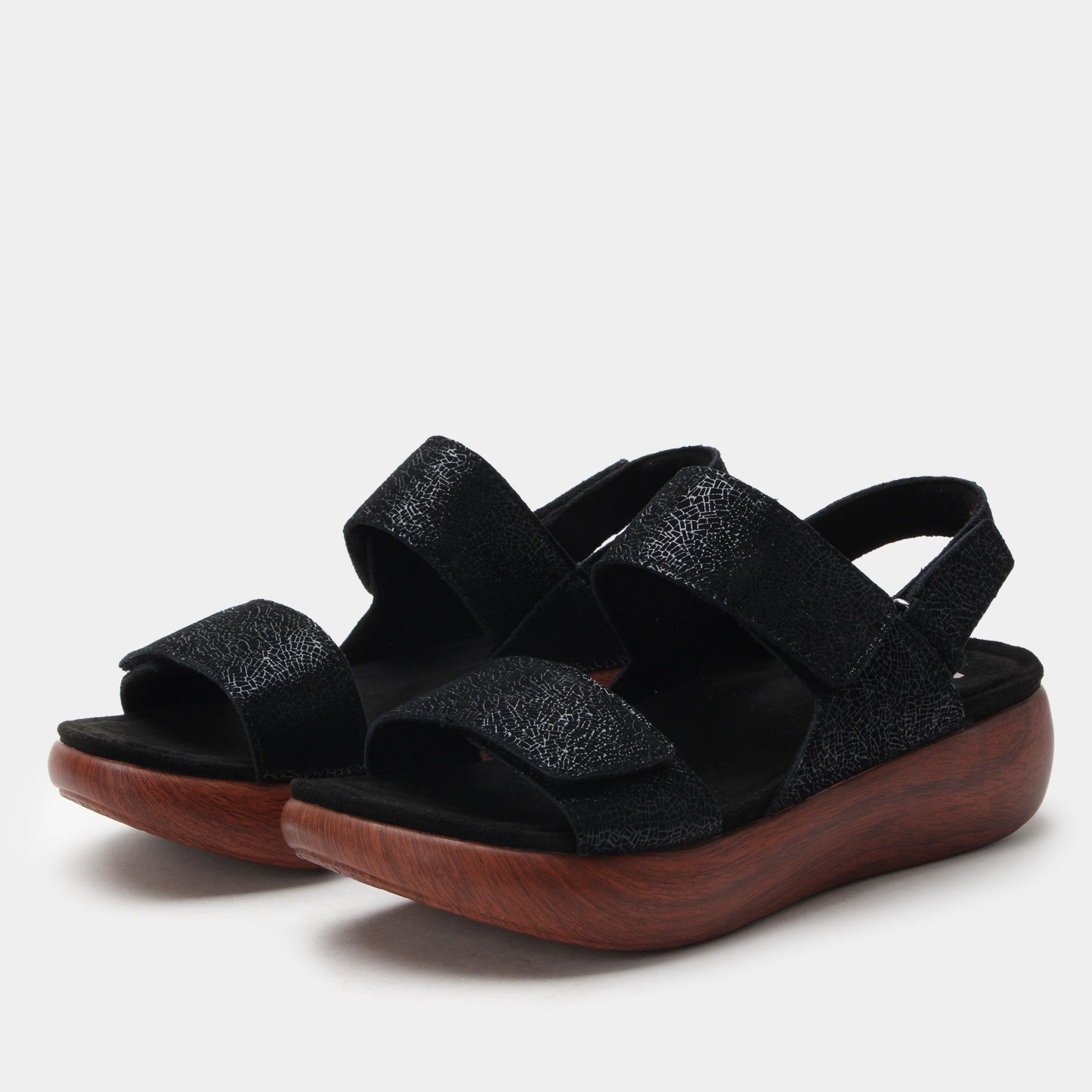 Alegria Bailee Comfort Arch Support Women's Sandal in Crackle Black