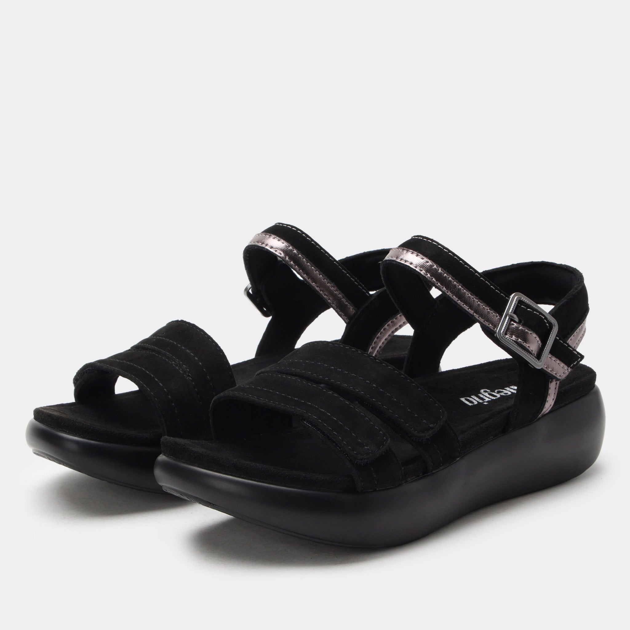 Alegria Blinda Sleek Rocker Comfort Arch Support Women's Sandal in Black