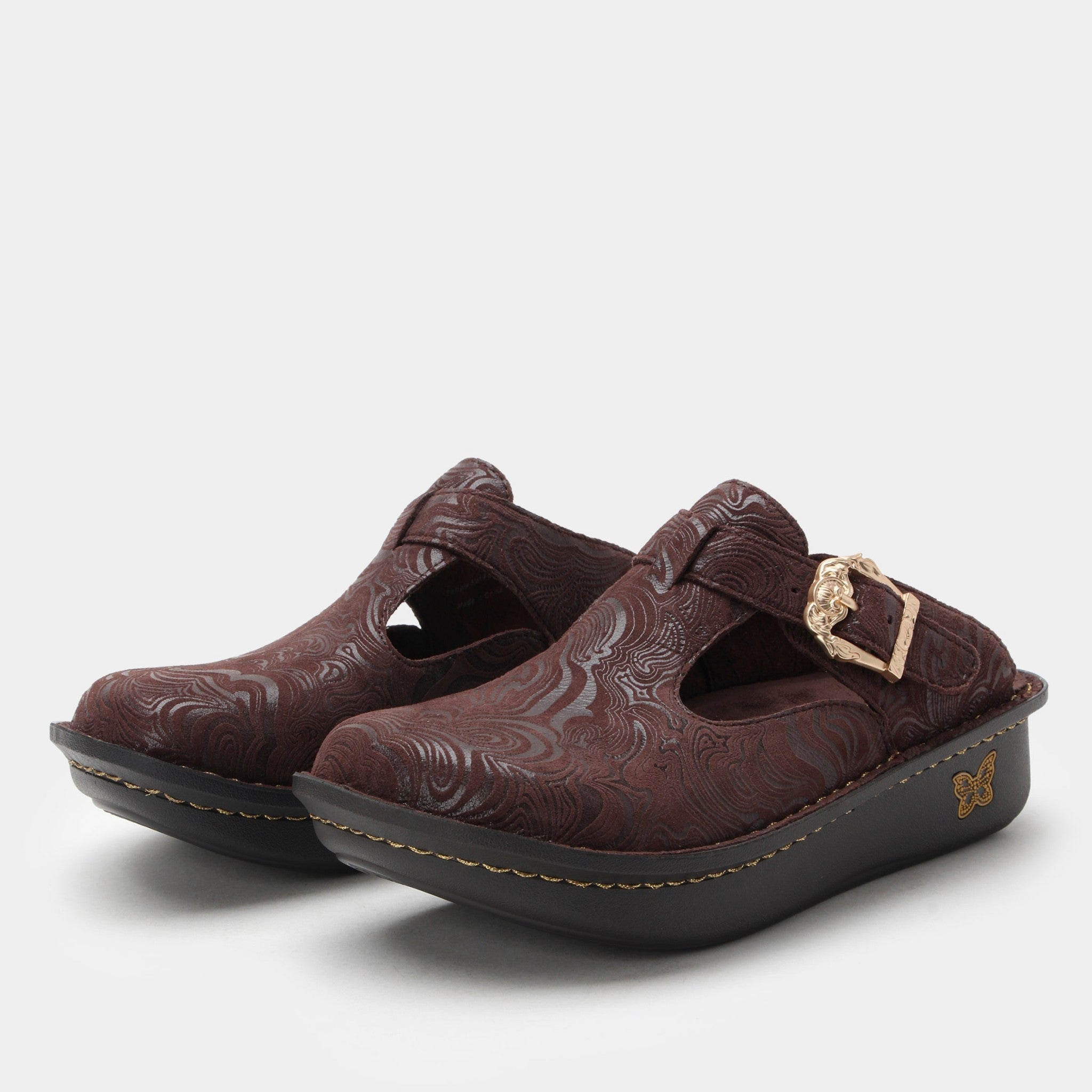 Alegria Classic Rocker Comfort Arch Support Women's Clog in Swirling Brown