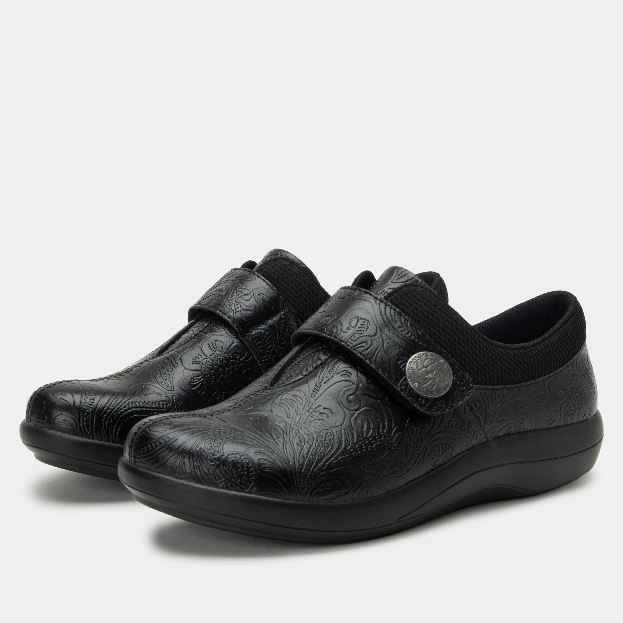 Alegria Danni Sport Rocker Comfort Arch Support Women's Slip-On Shoe in Bless Your Heart Black