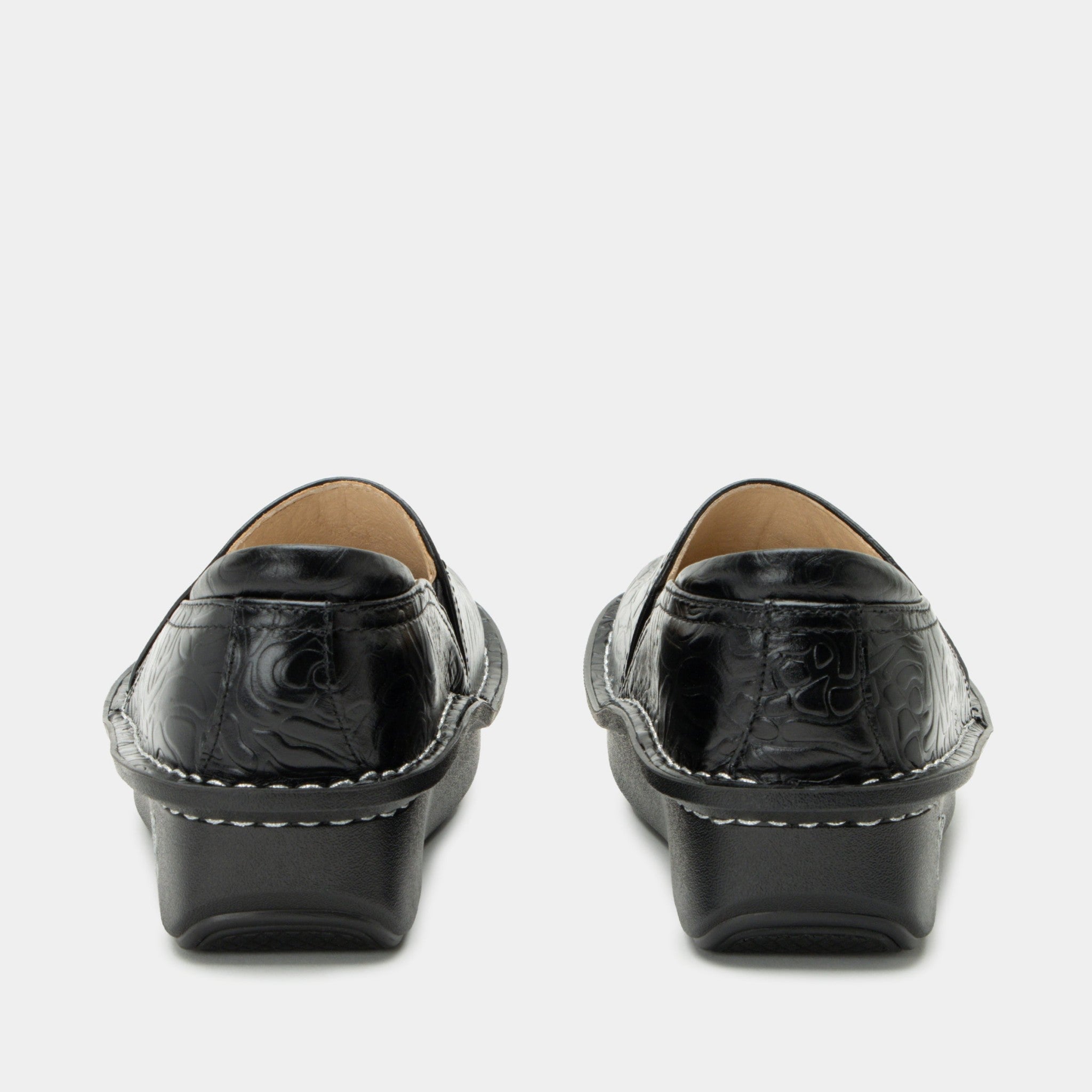 Alegria Debra Comfort Arch Support Women's Slip-On Clog - Black Embossed Rose - 4