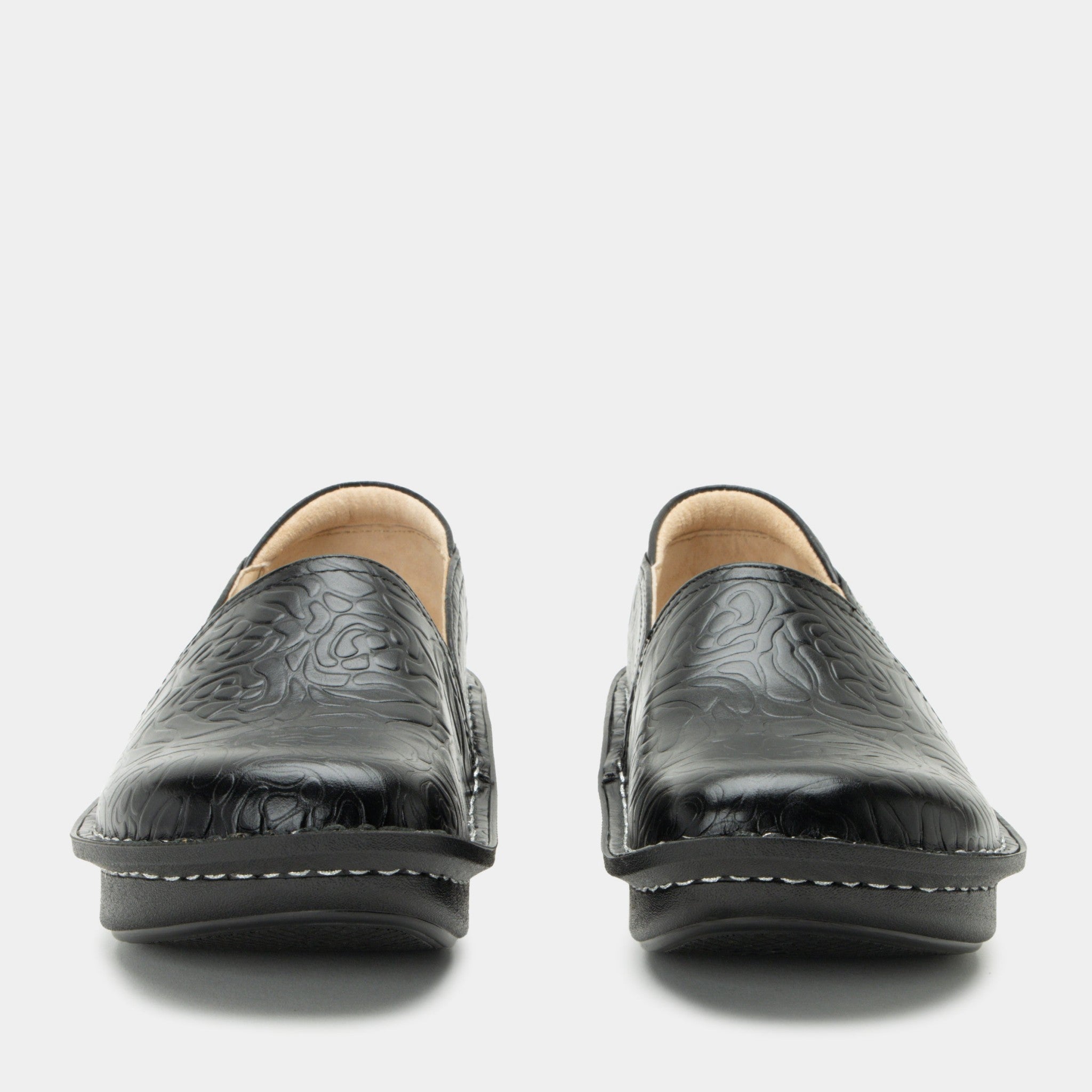 Alegria Debra Comfort Arch Support Women's Slip-On Clog - Black Embossed Rose - 6