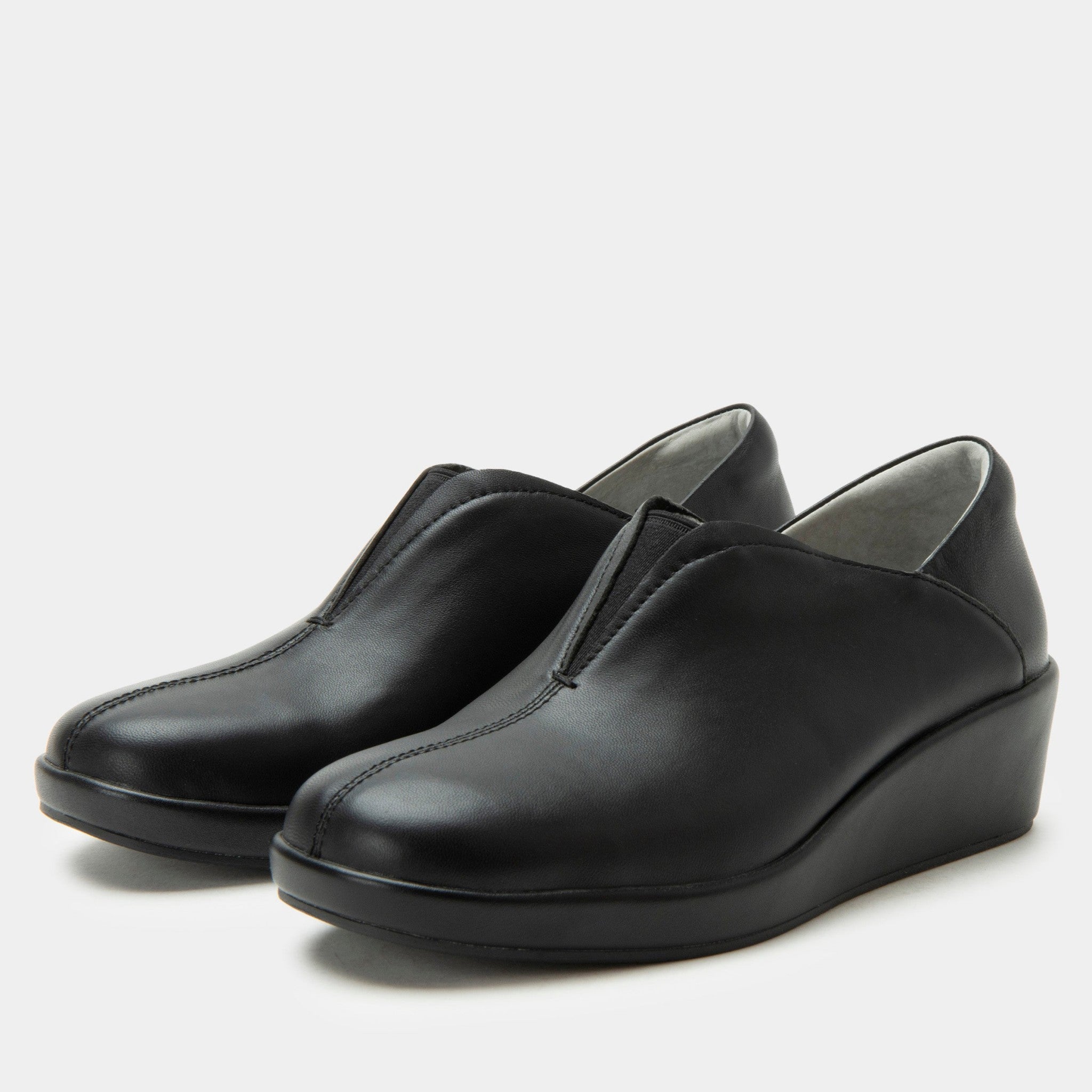 Alegria Hadlee Comfort Arch Support Women's Wedge Loafer - Black - 1