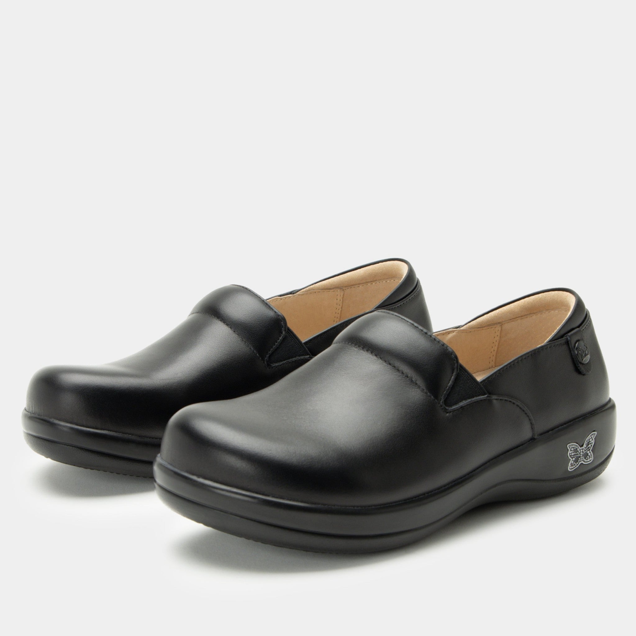 Alegria Keli Career Casual Comfort Arch Support Women's Slip-On Shoe in All Black Nappa