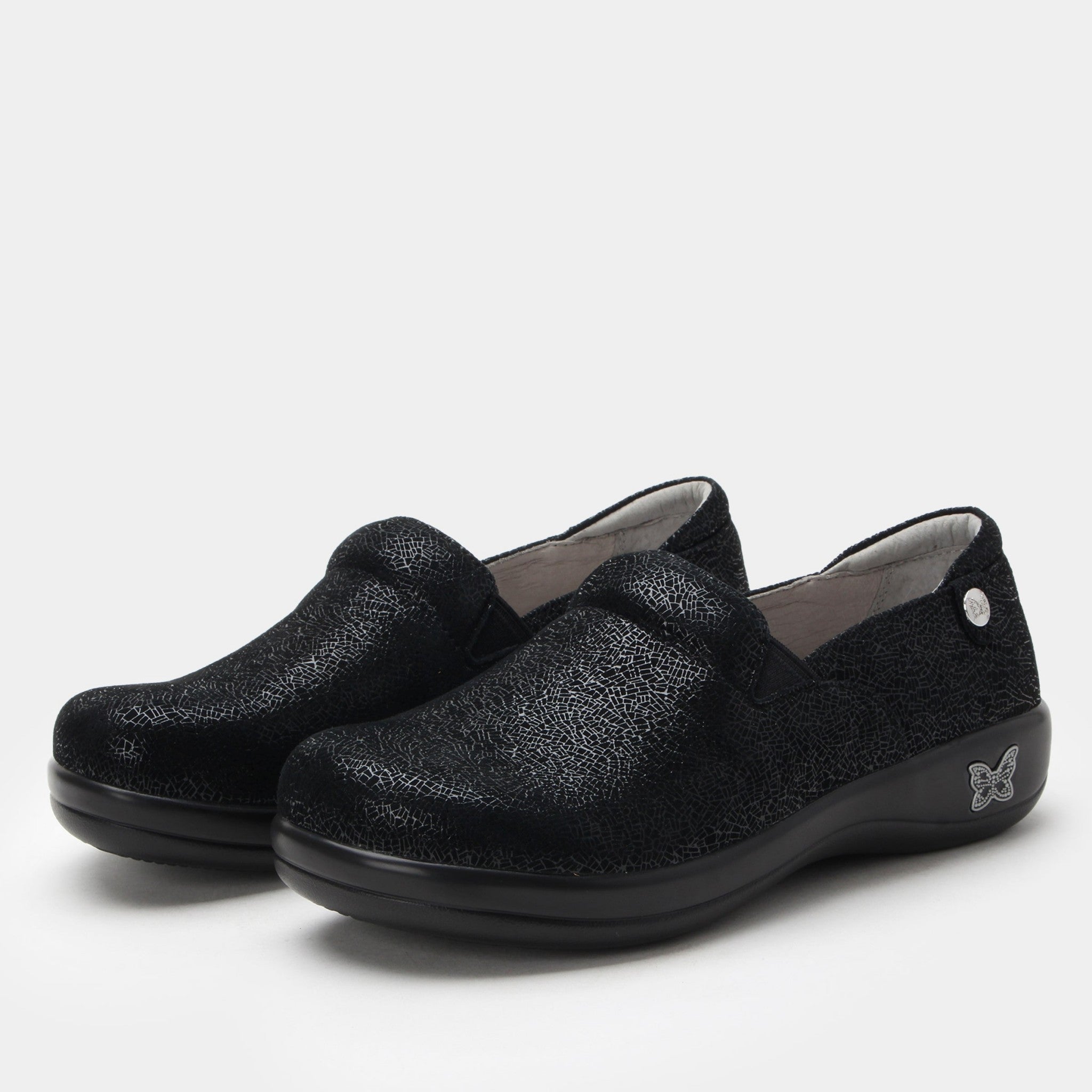 Alegria Keli Career Casual Comfort Arch Support Women's Slip-On Shoe in Crackle Black