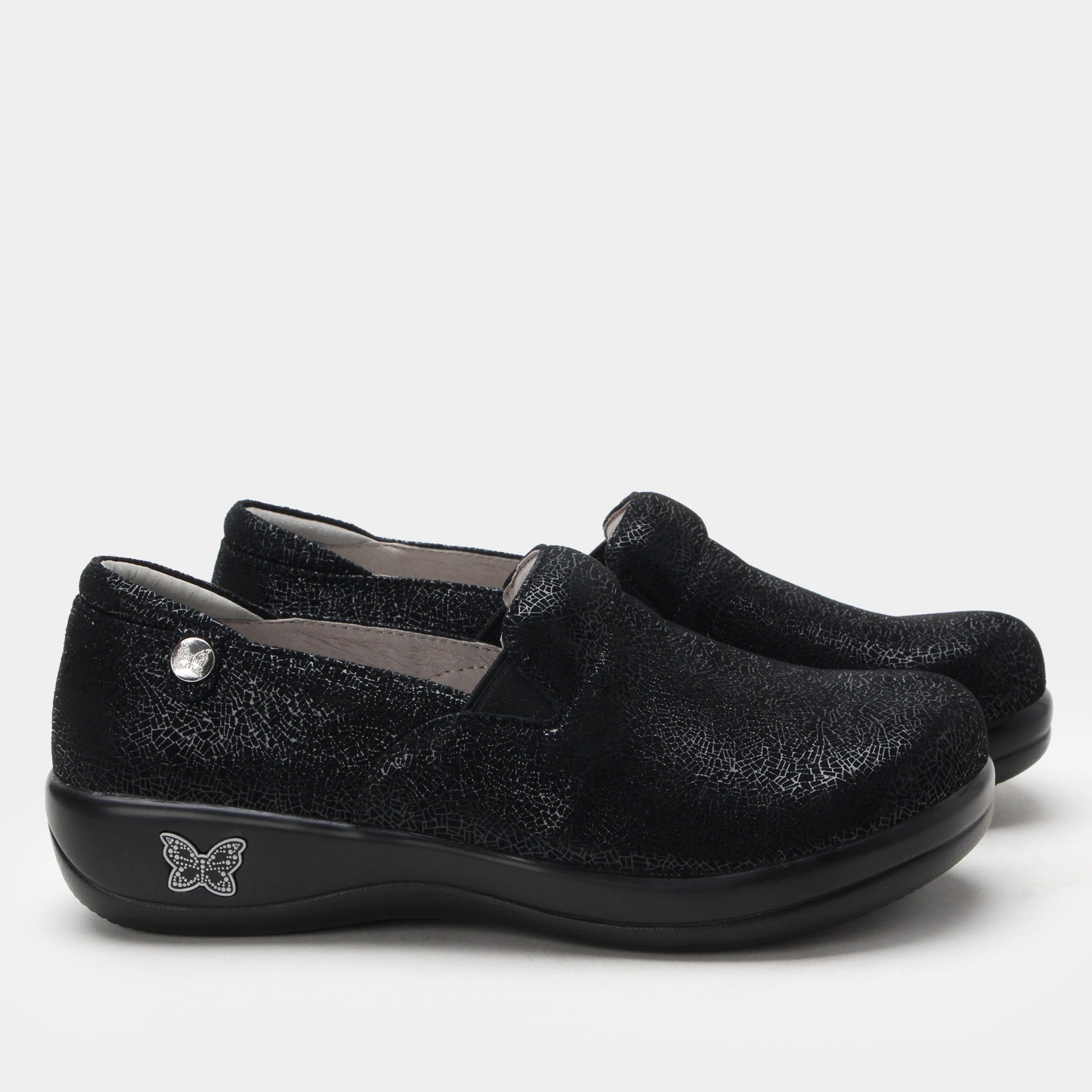 Alegria Keli Career Casual Comfort Arch Support Women's Slip-On Shoe - Crackle Black - 3