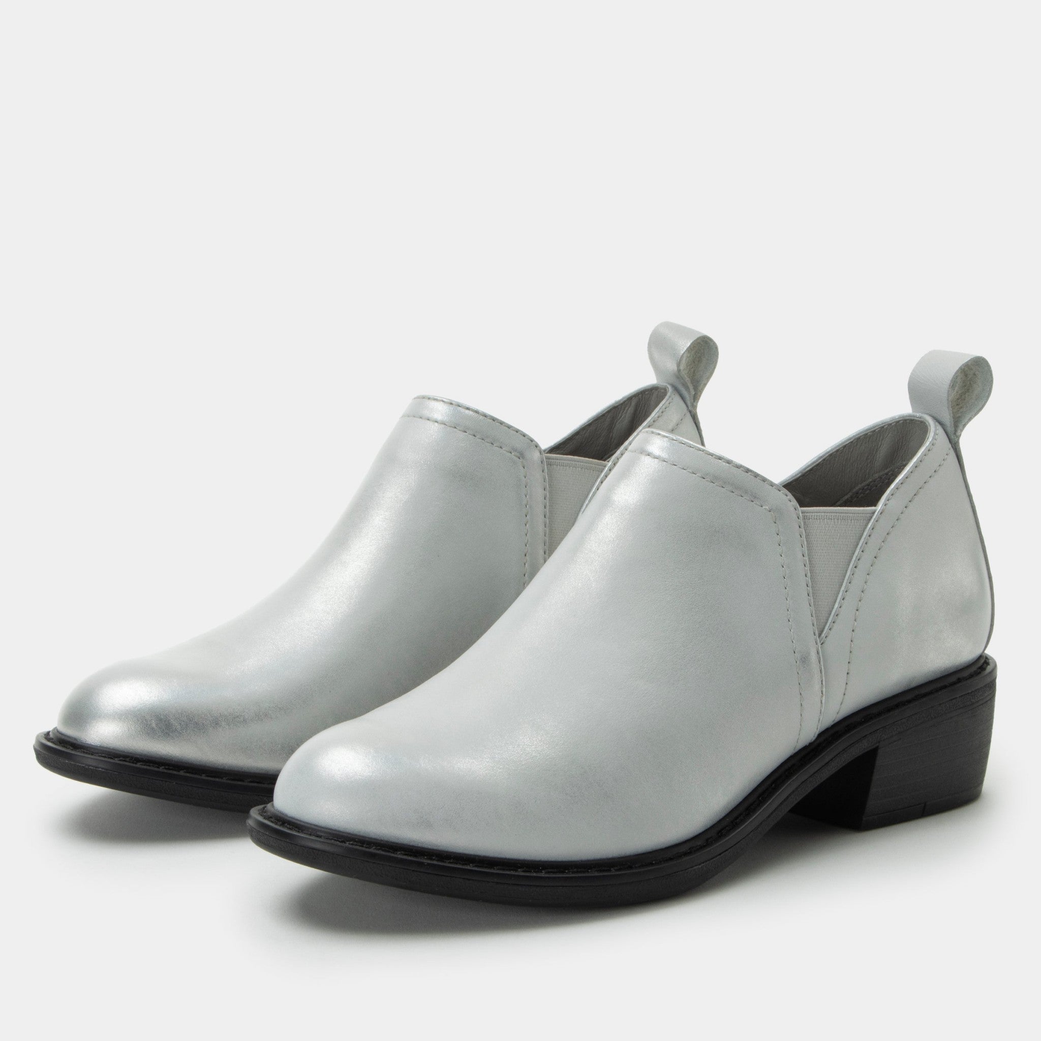 Alegria Merle Comfort Signature Arch Support Women's Bootie in Silver White